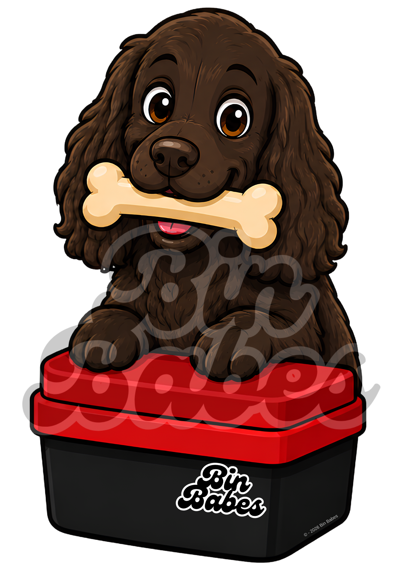 Cocker Spaniel – Red Bin Sticker - Choose Your Coat Colour