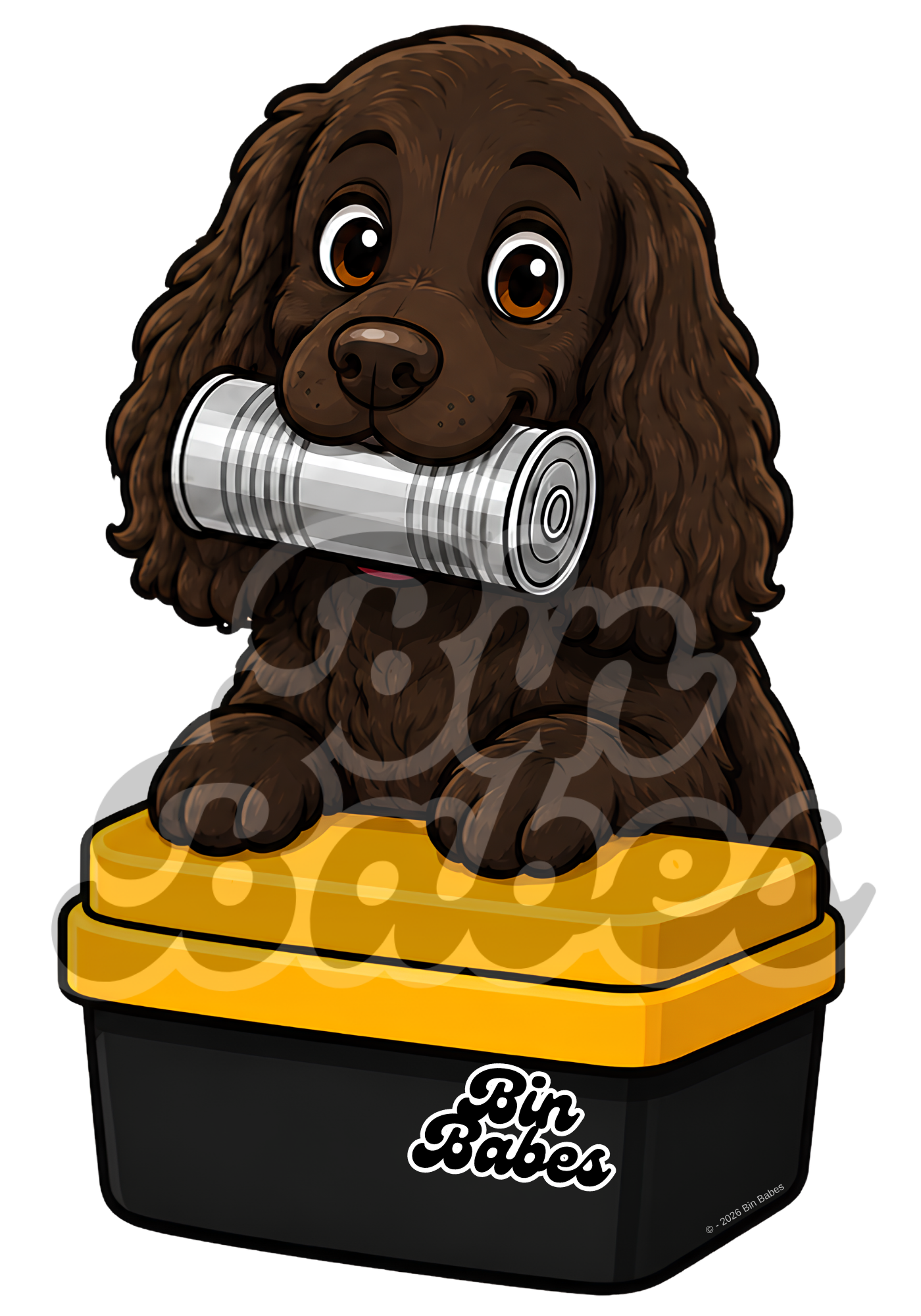 Cocker Spaniel – Yellow Bin Sticker - Choose Your Coat Colour