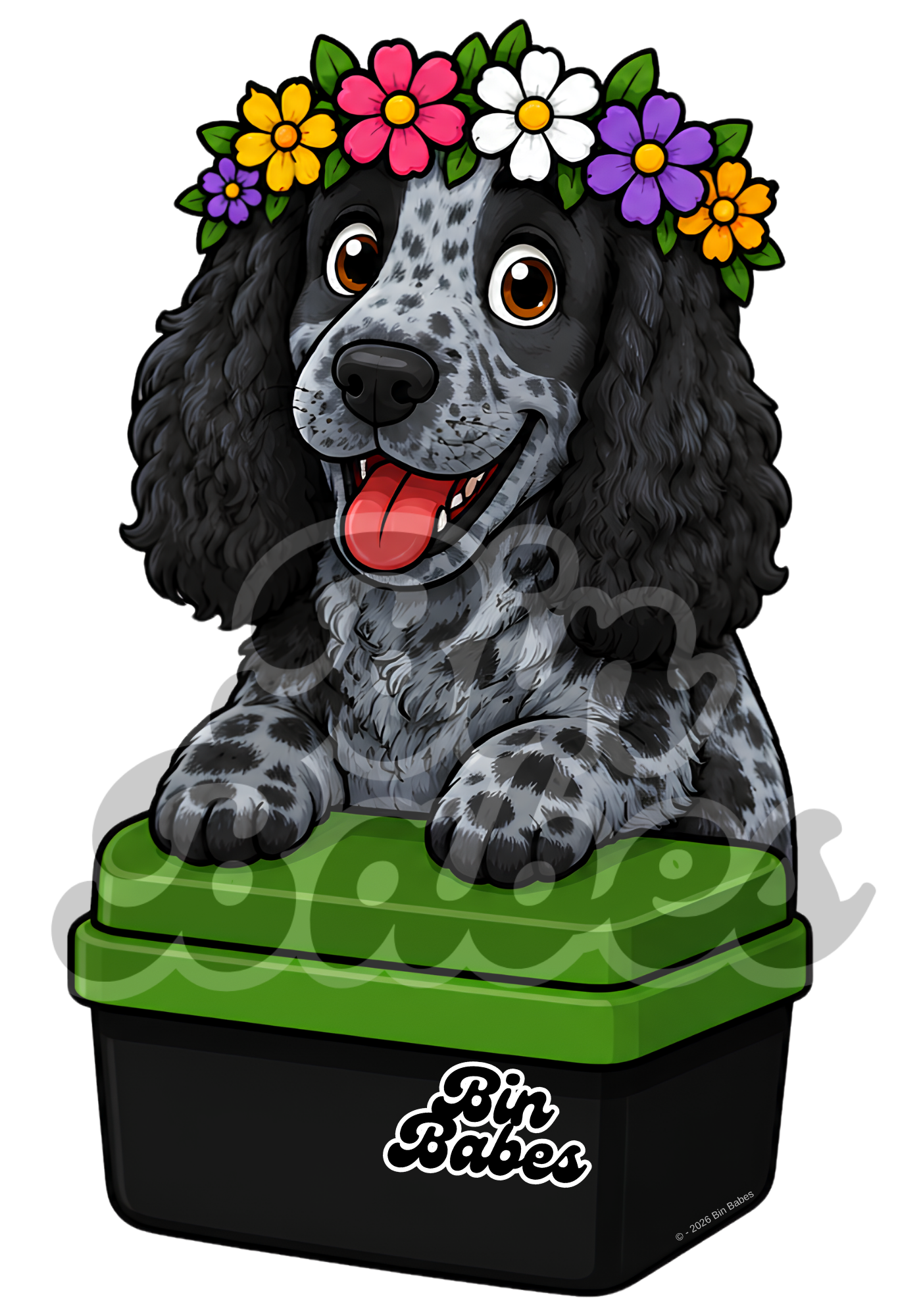 Cocker Spaniel – Green Bin Sticker - Choose Your Coat Colour