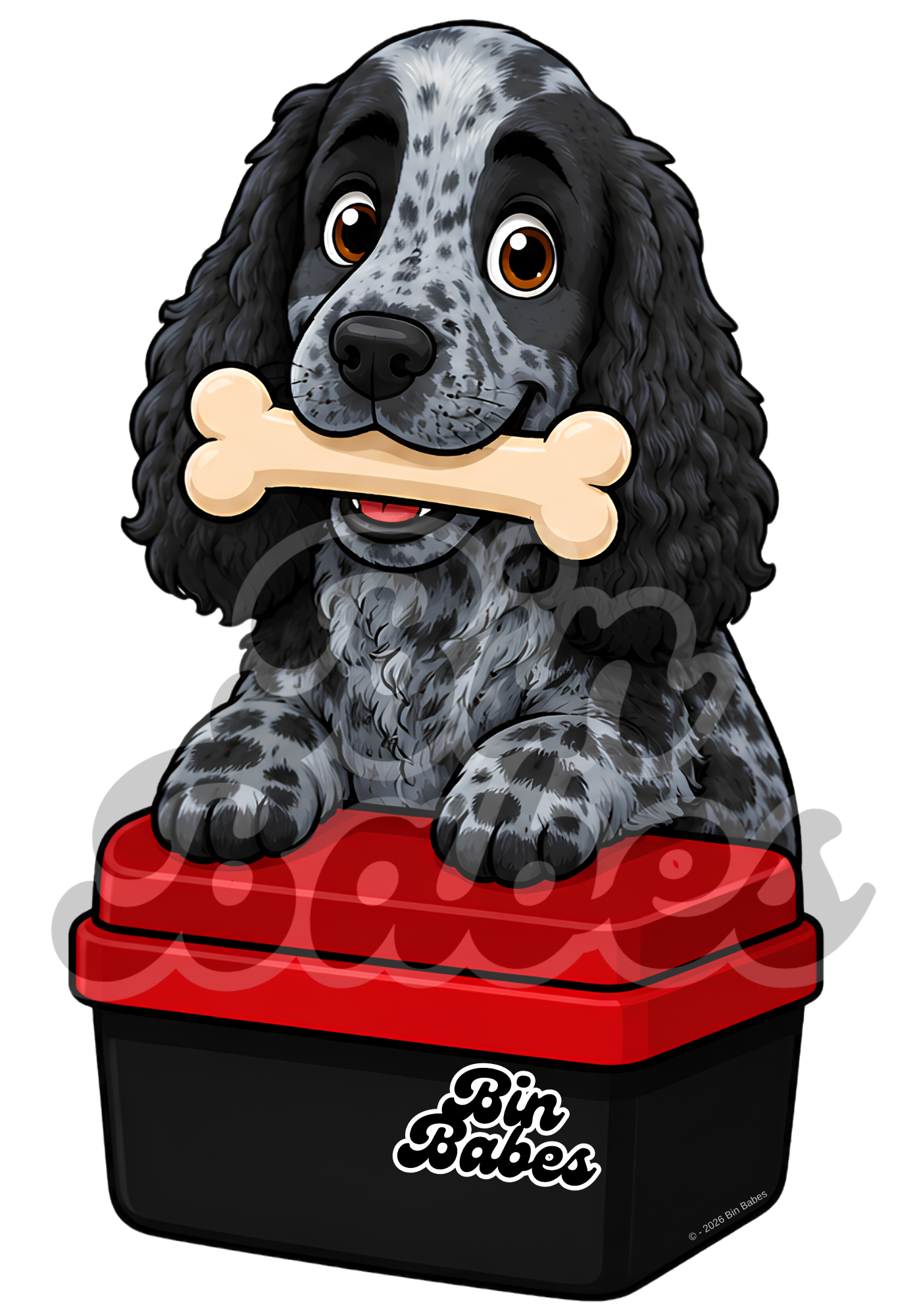 Cocker Spaniel – Red Bin Sticker - Choose Your Coat Colour