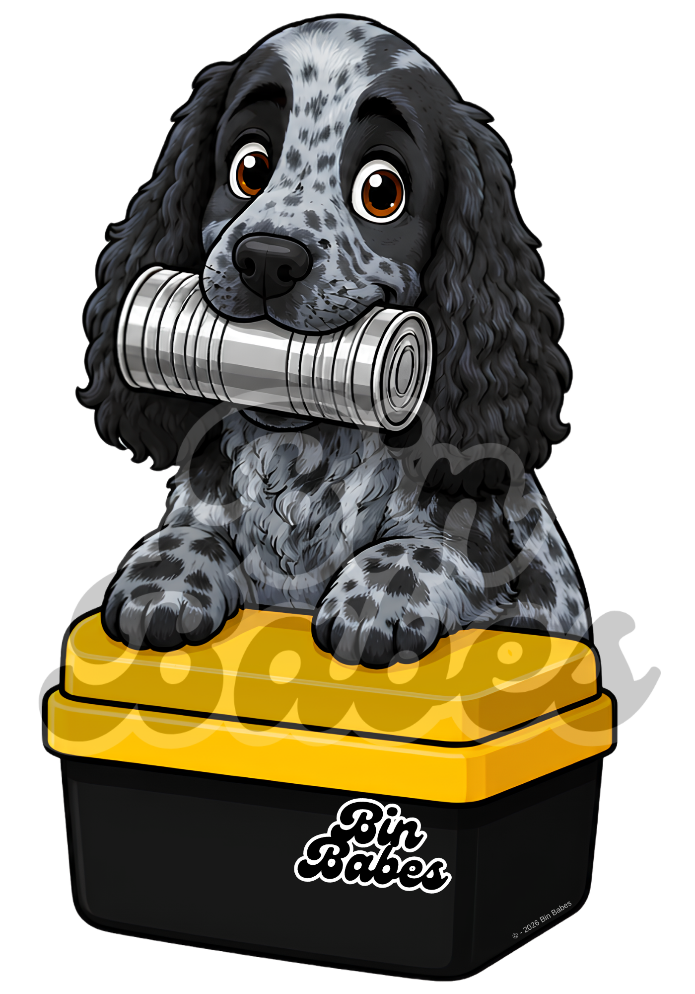 Cocker Spaniel – Yellow Bin Sticker - Choose Your Coat Colour