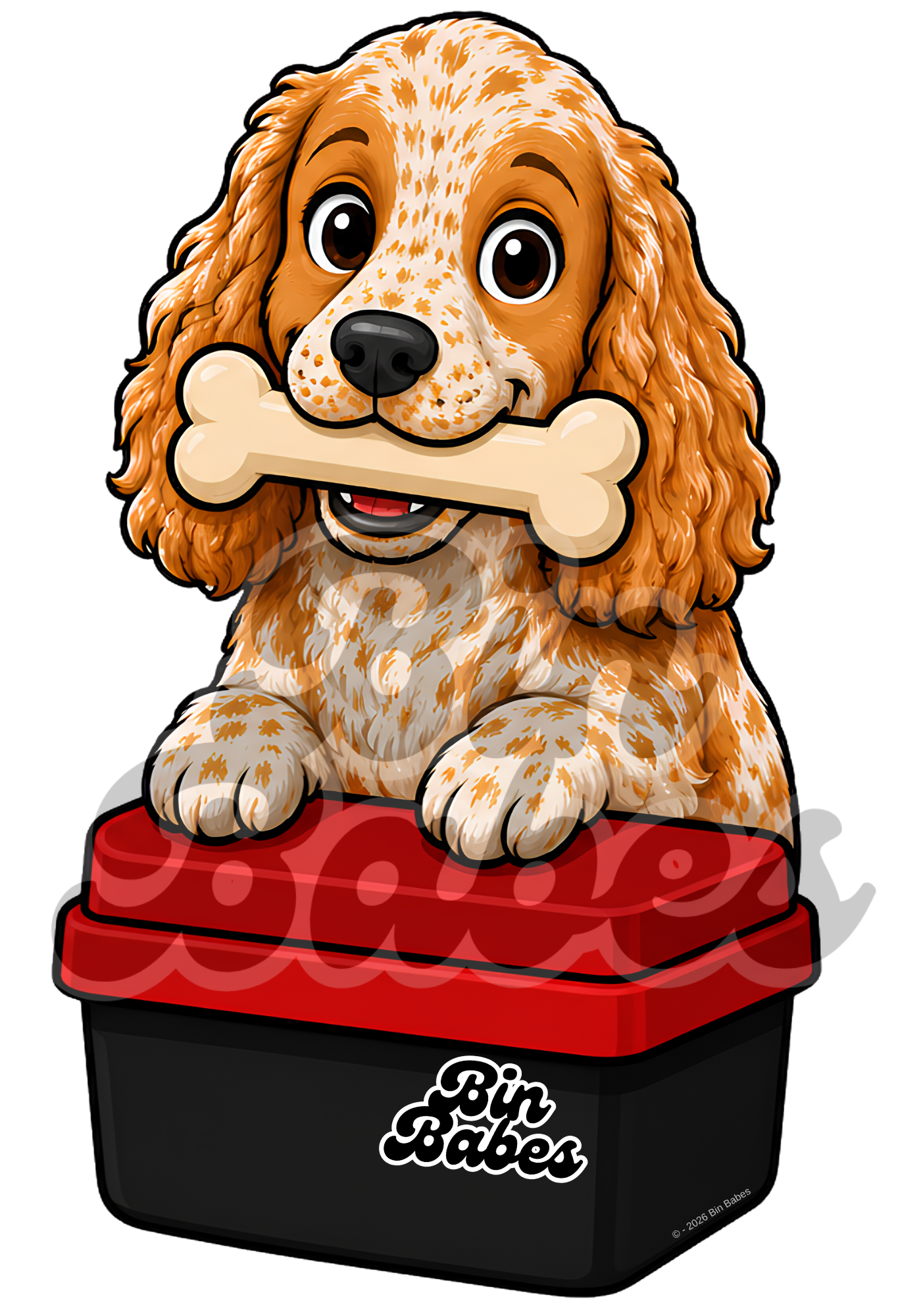 Cocker Spaniel – Red Bin Sticker - Choose Your Coat Colour