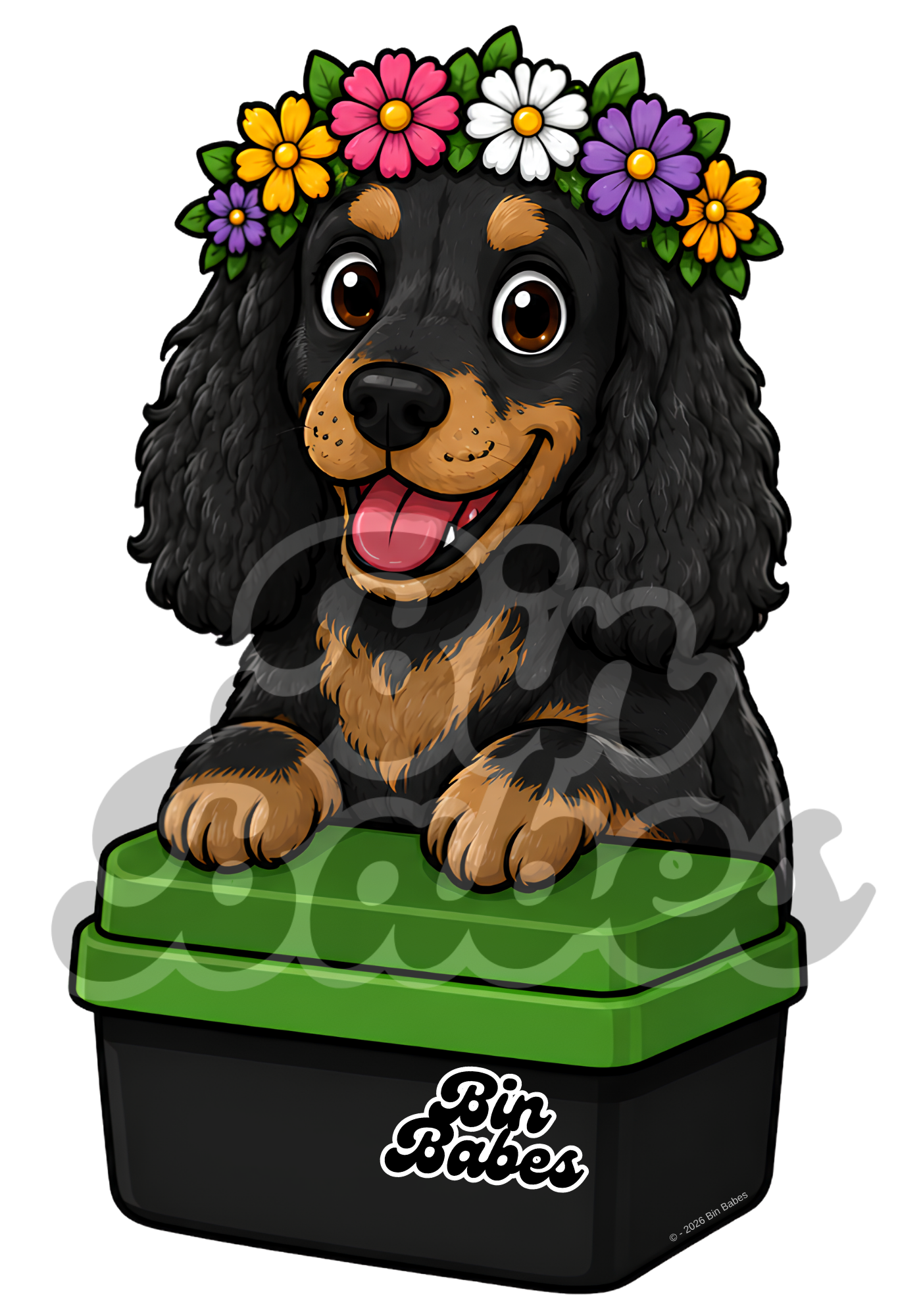 Cocker Spaniel – Green Bin Sticker - Choose Your Coat Colour
