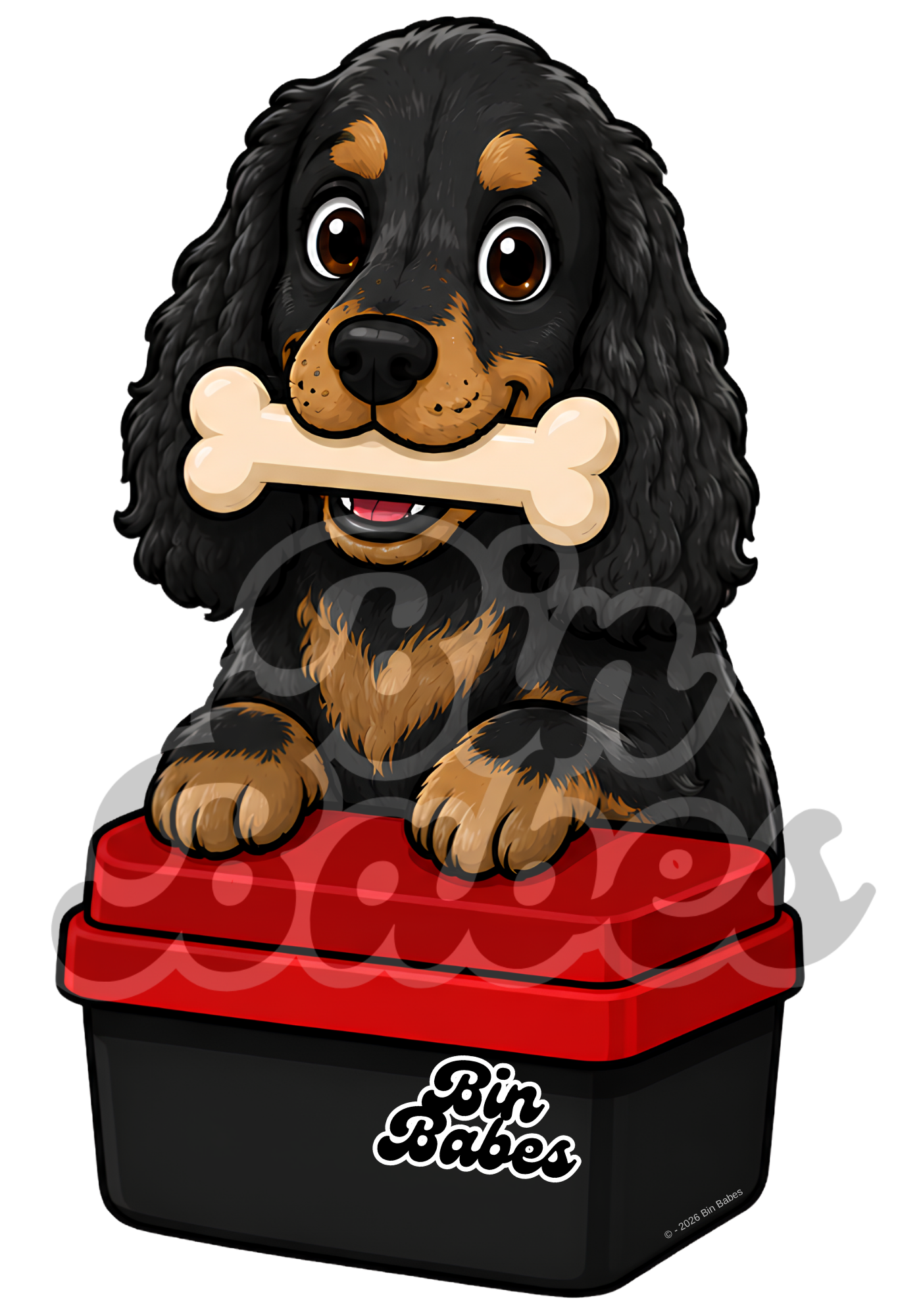 Cocker Spaniel – Red Bin Sticker - Choose Your Coat Colour