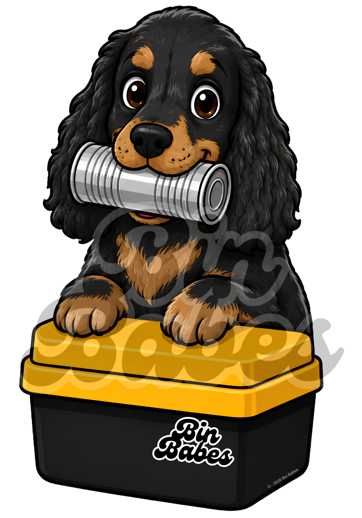 Cocker Spaniel – Yellow Bin Sticker - Choose Your Coat Colour
