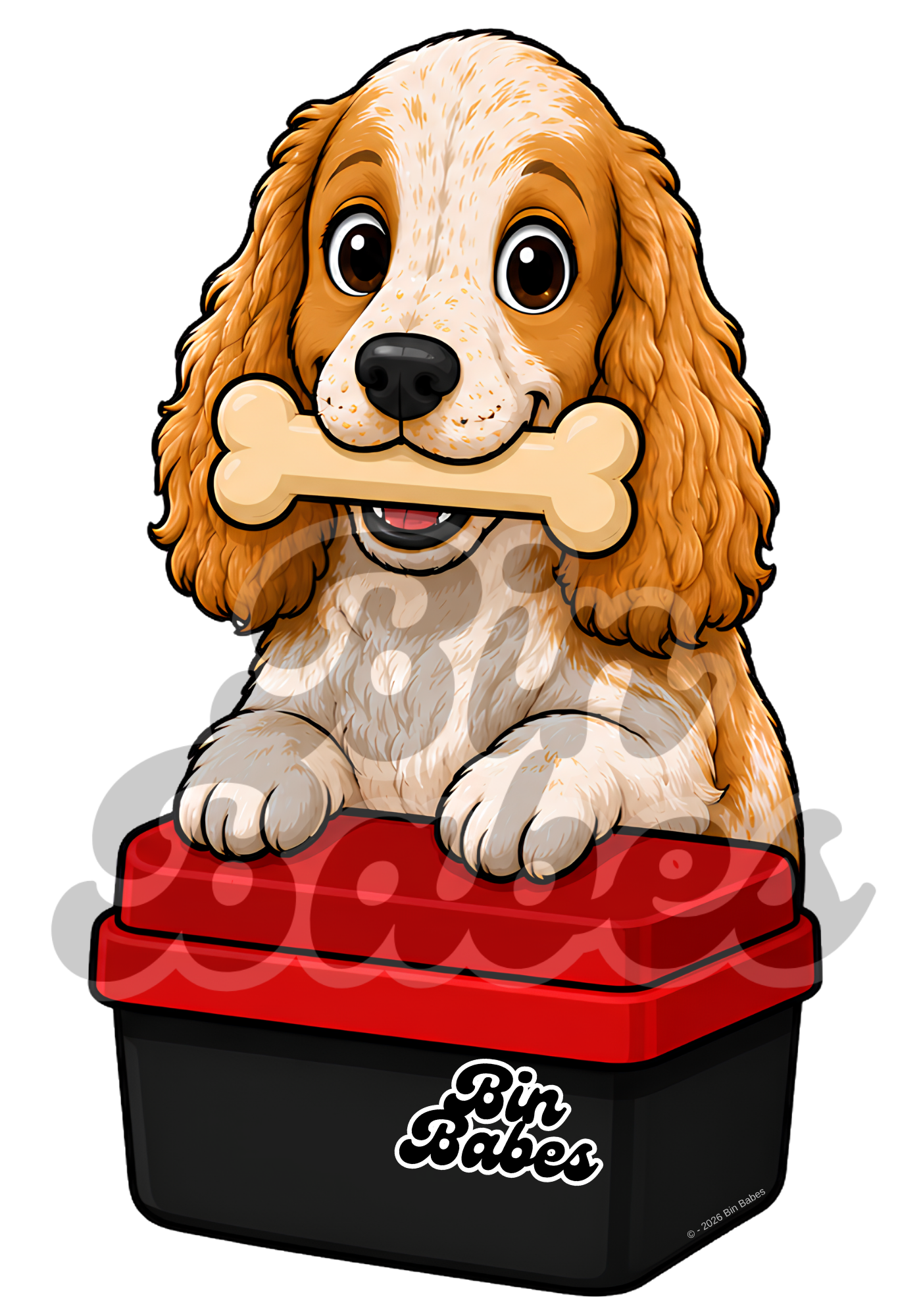 Cocker Spaniel – Red Bin Sticker - Choose Your Coat Colour