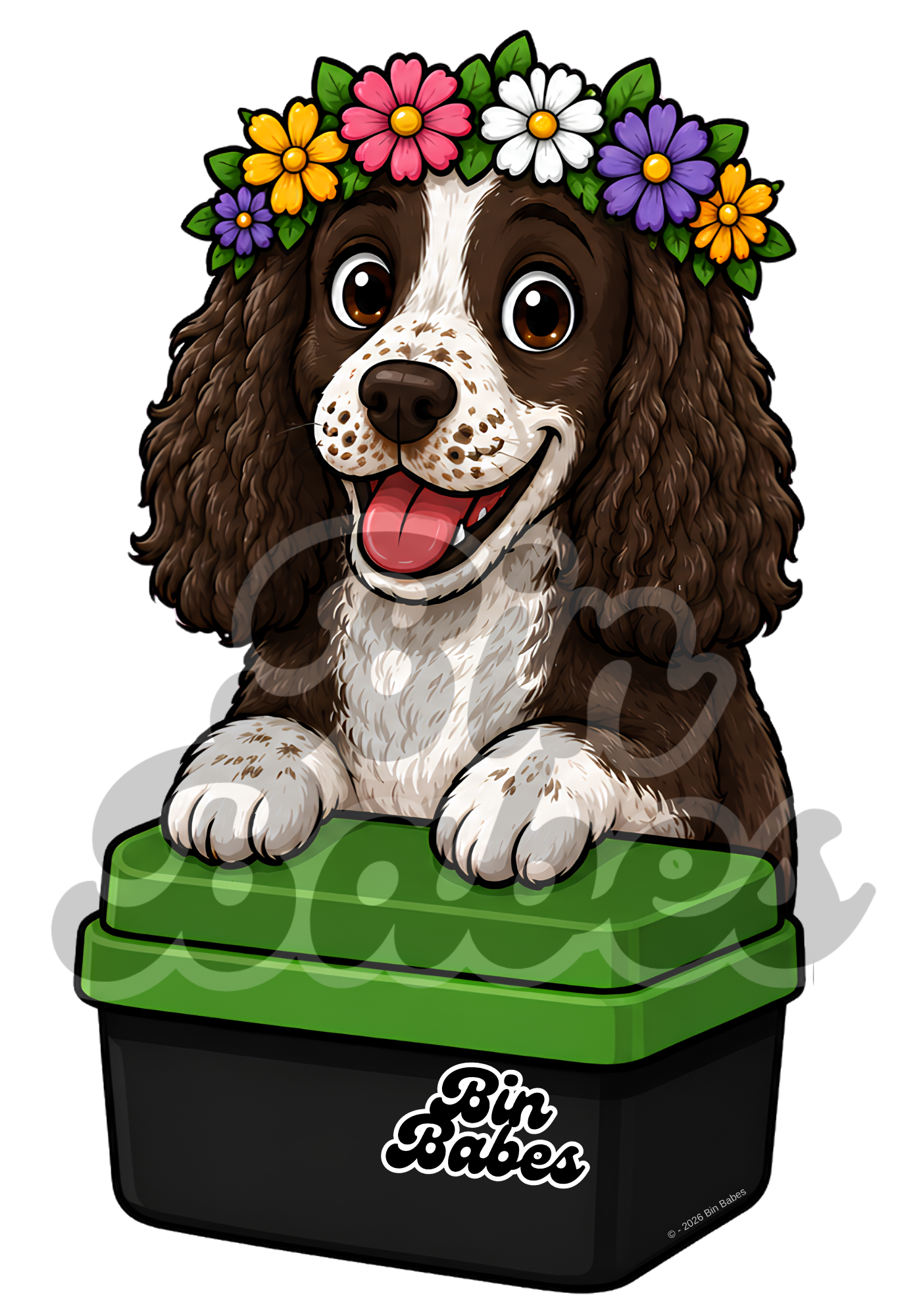 Cocker Spaniel – Green Bin Sticker - Choose Your Coat Colour