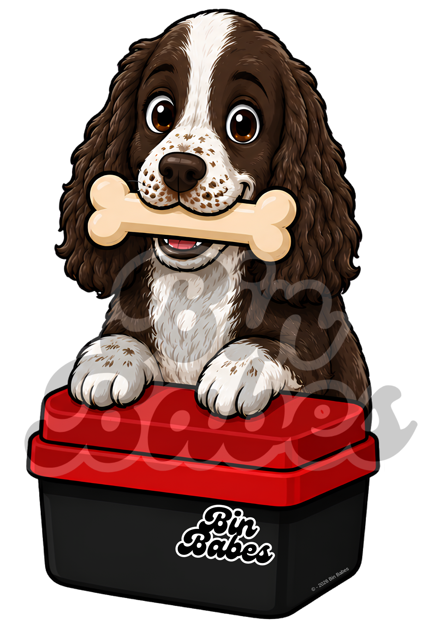Cocker Spaniel – Red Bin Sticker - Choose Your Coat Colour