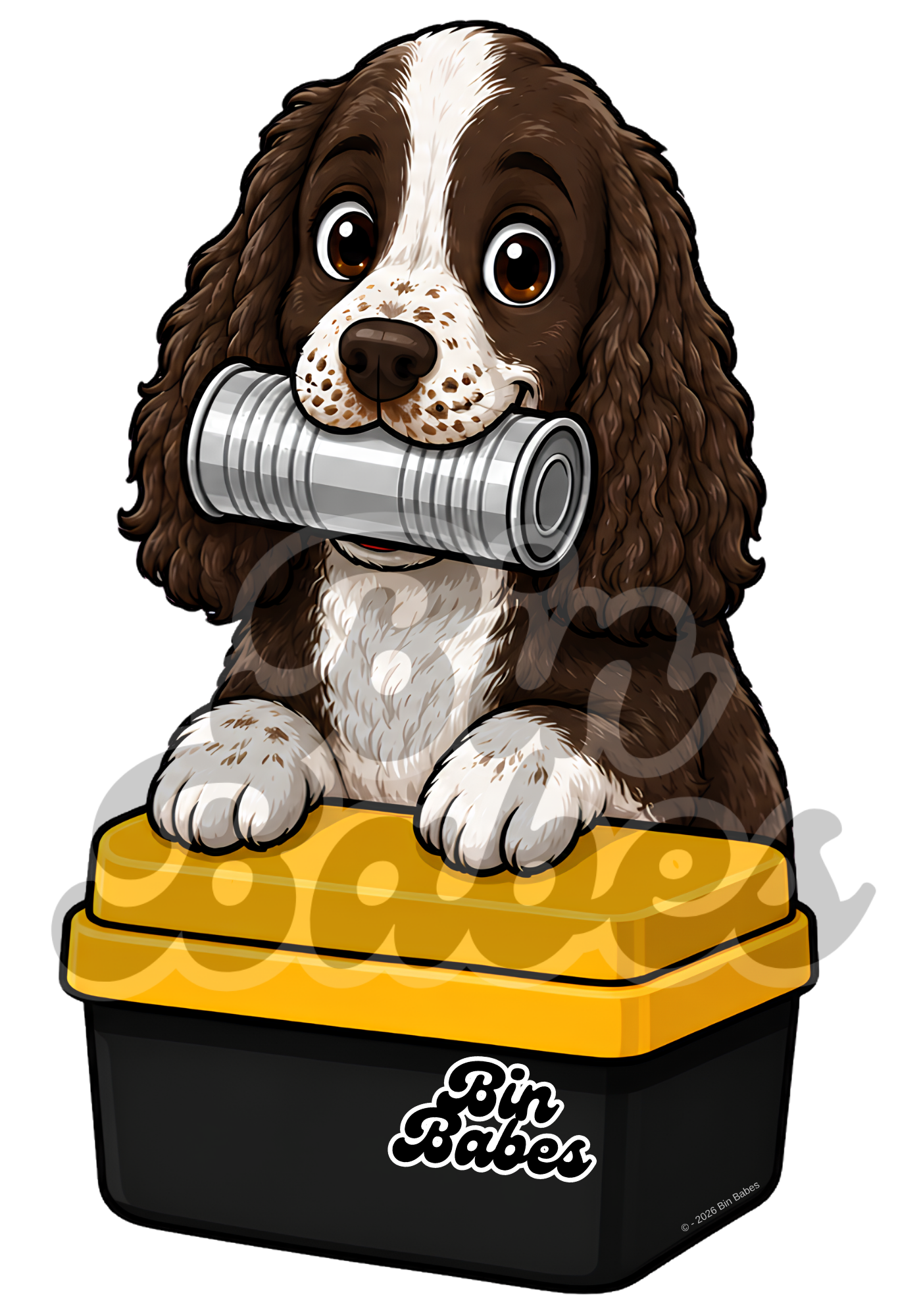 Cocker Spaniel – Yellow Bin Sticker - Choose Your Coat Colour