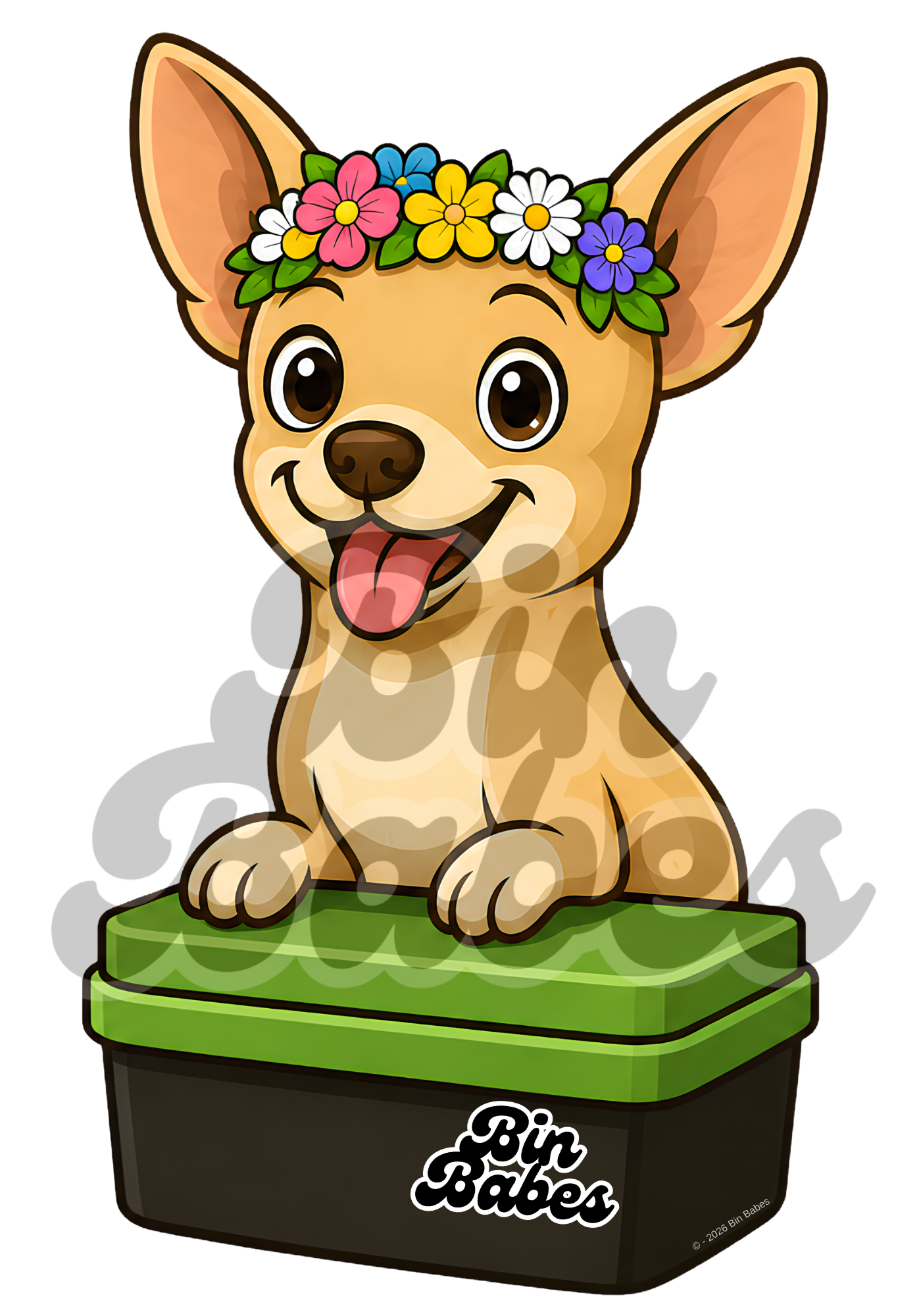 Chihuahua – Green Bin Sticker - Choose Your Coat Colour