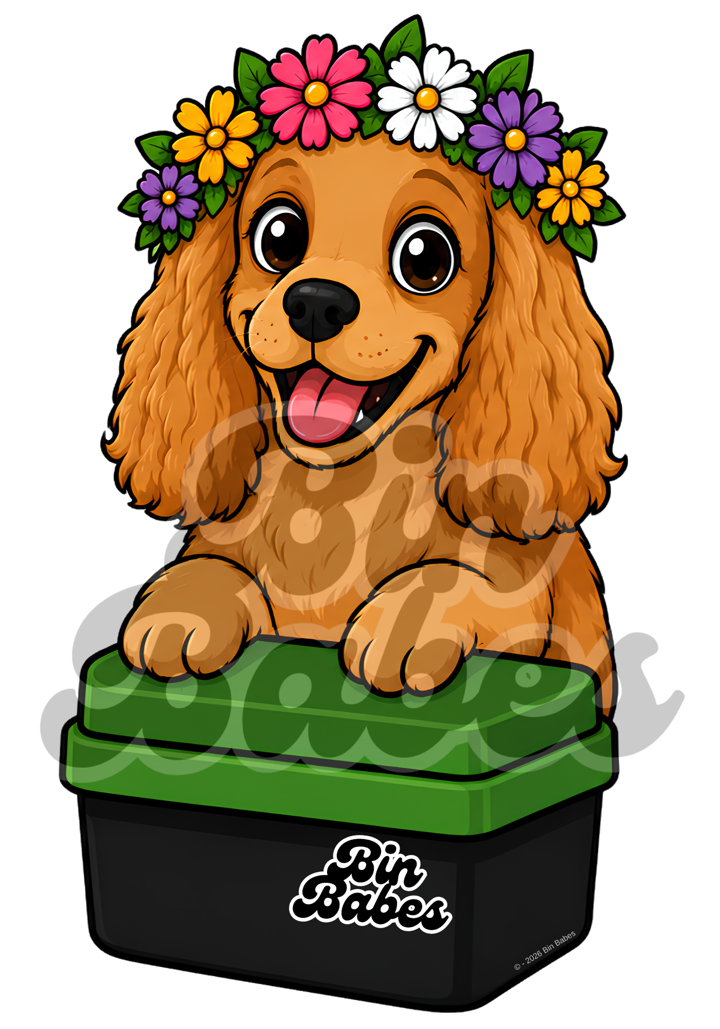 Cavalier King Charles Spaniel – Green Bin Sticker - Choose Your Coat Colour