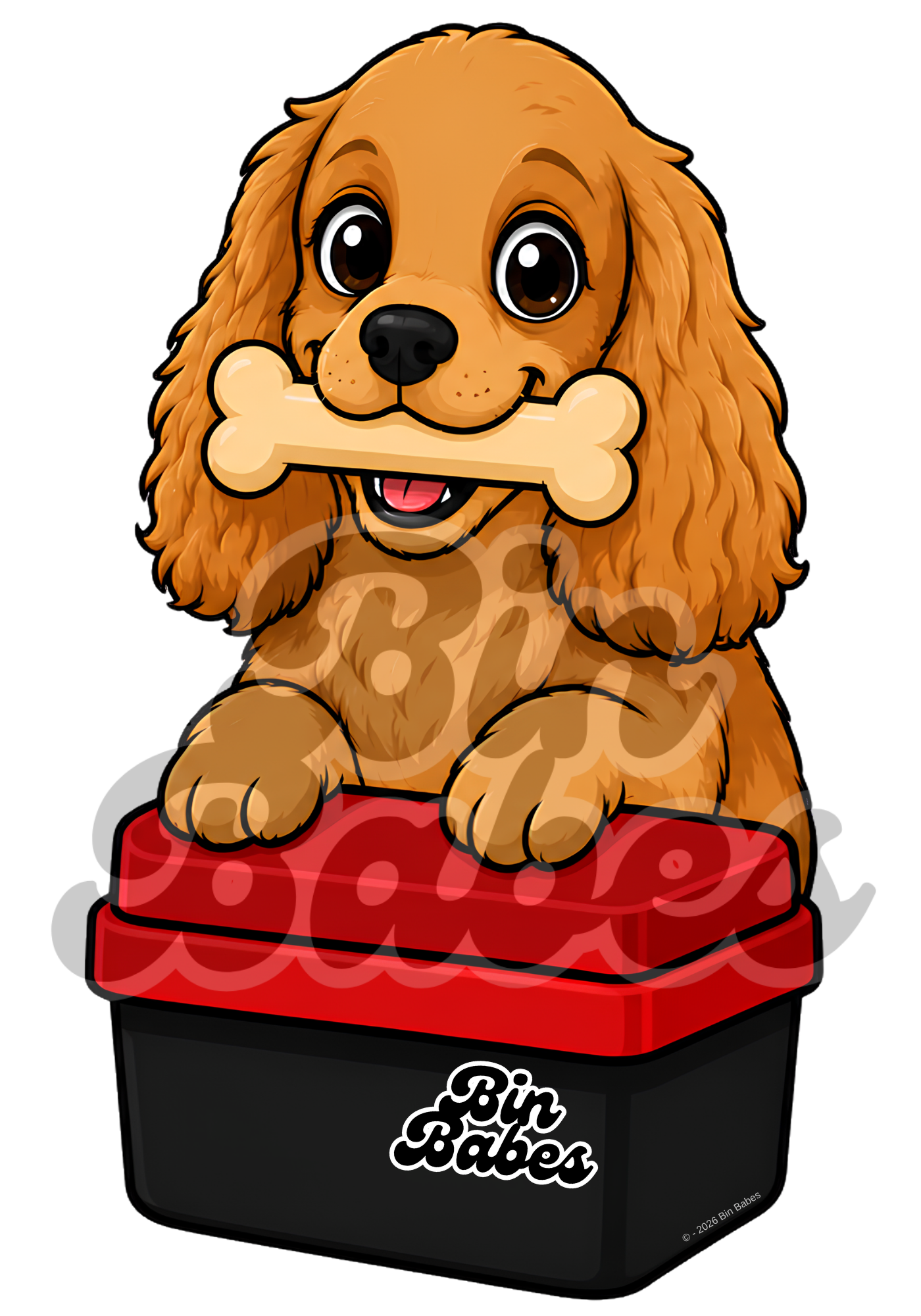 Cavalier King Charles Spaniel – Red Bin Sticker - Choose Your Coat Colour