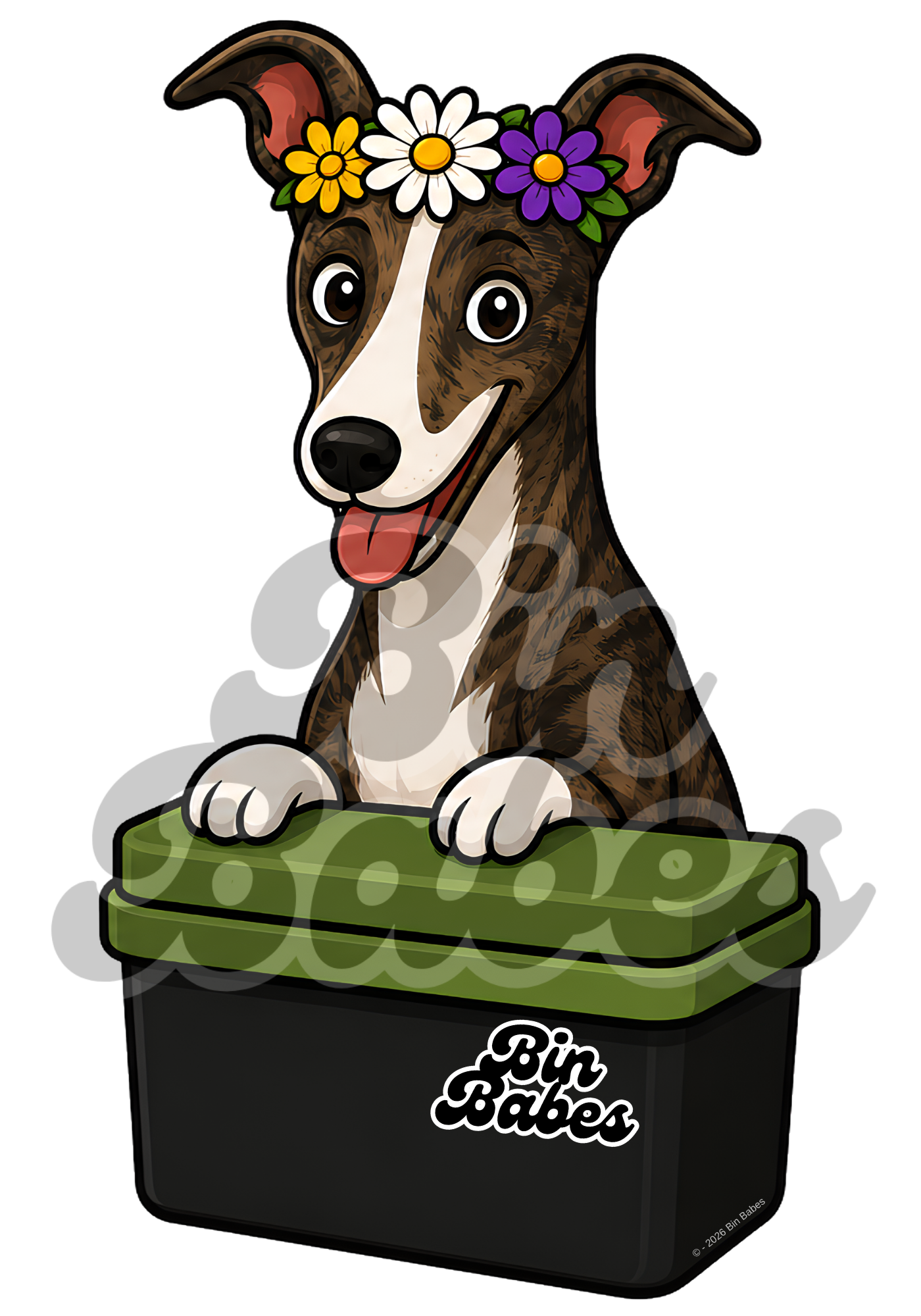 Greyhound – Green Bin Sticker - Choose Your Coat Colour