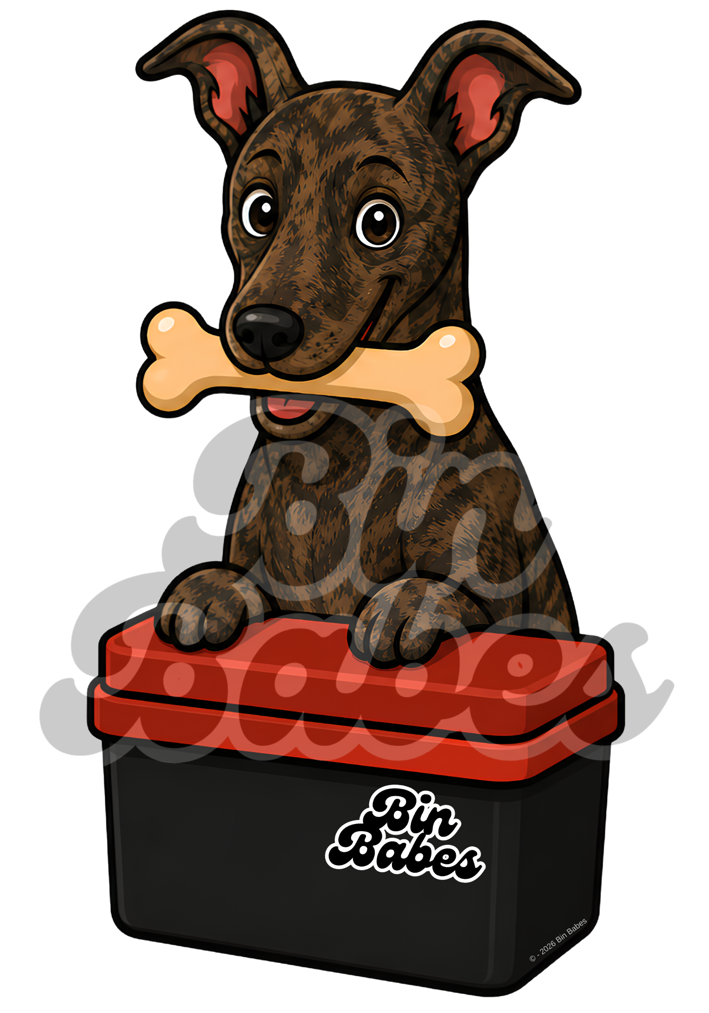 Greyhound – Red Bin Sticker - Choose Your Coat Colour