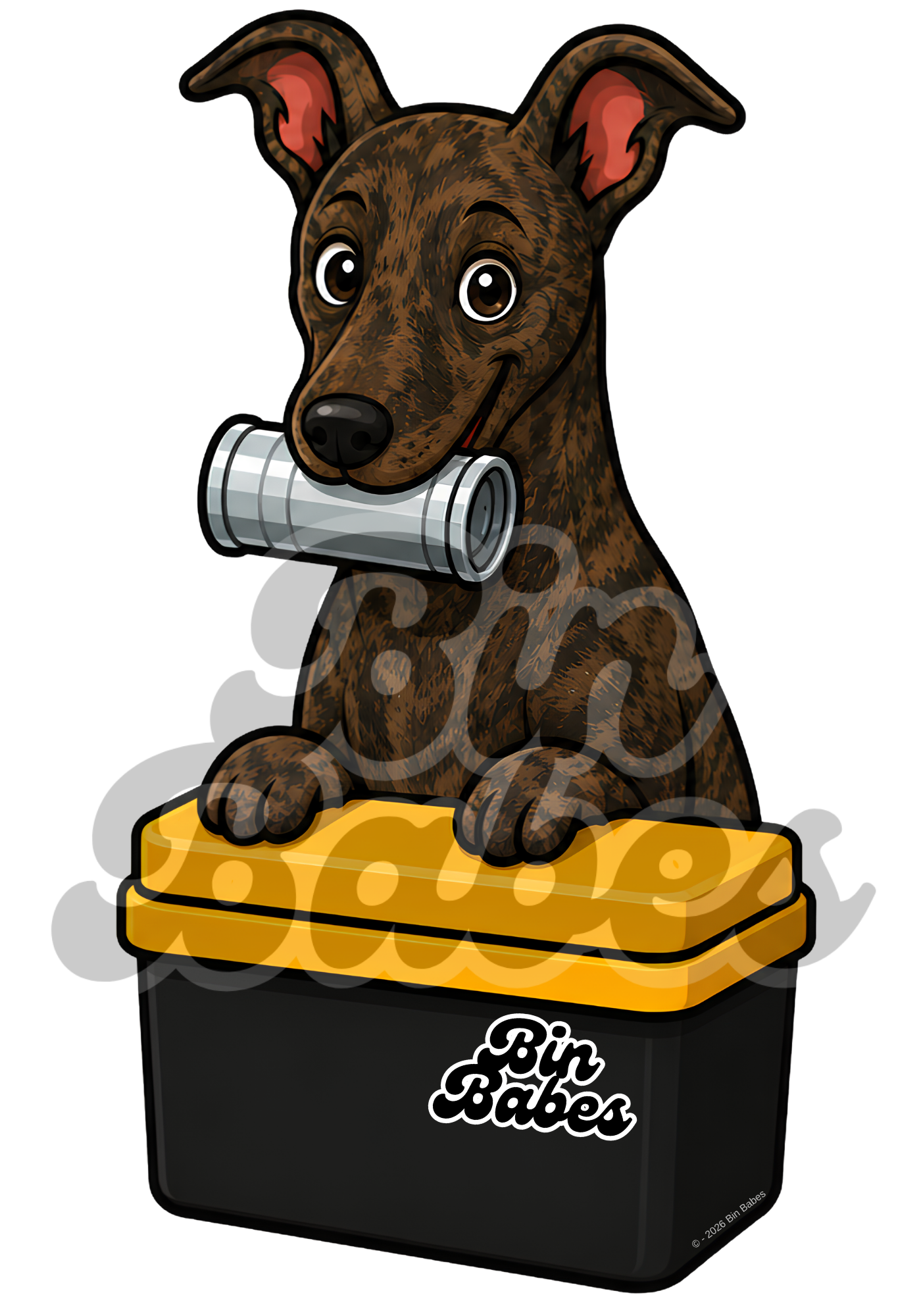 Greyhound – Yellow Bin Sticker - Choose Your Coat Colour