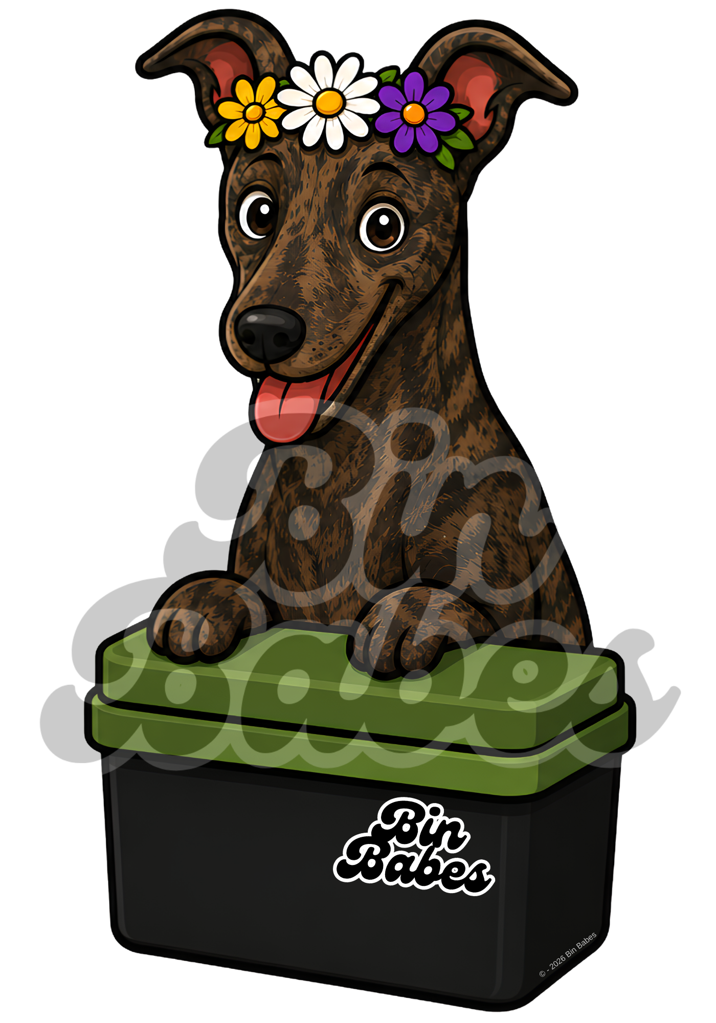 Greyhound – Green Bin Sticker - Choose Your Coat Colour