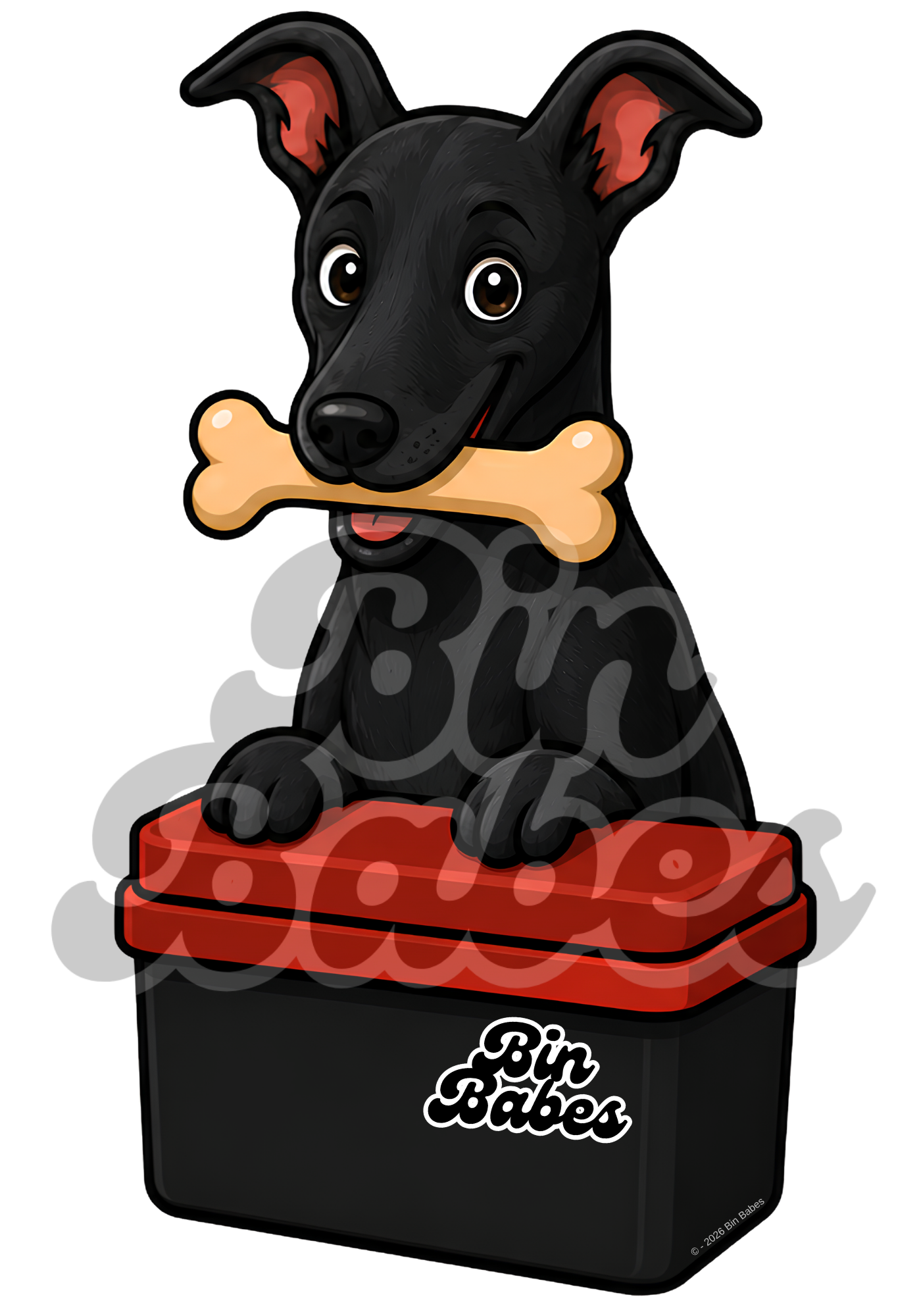 Greyhound – Red Bin Sticker - Choose Your Coat Colour