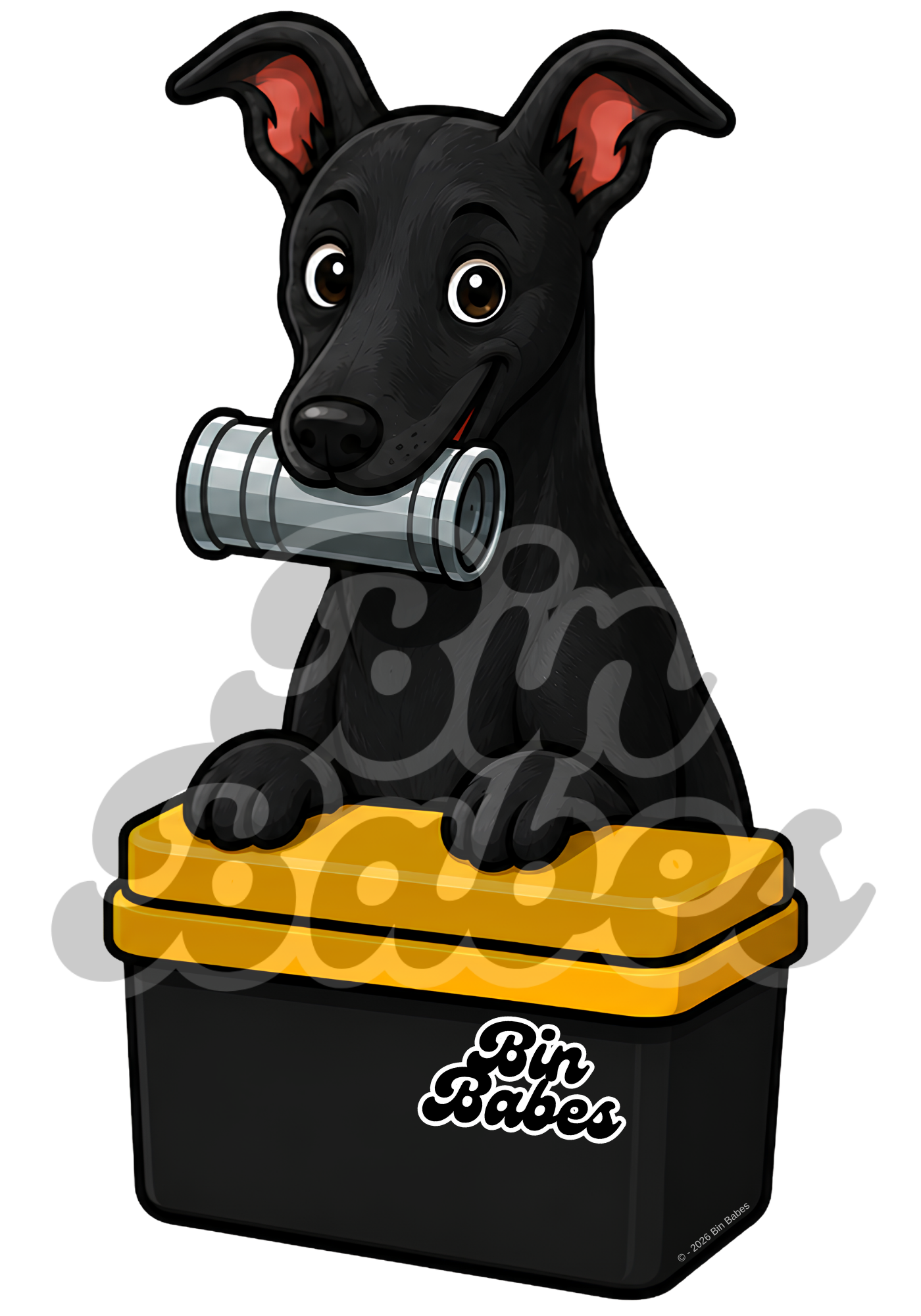 Greyhound – Yellow Bin Sticker - Choose Your Coat Colour