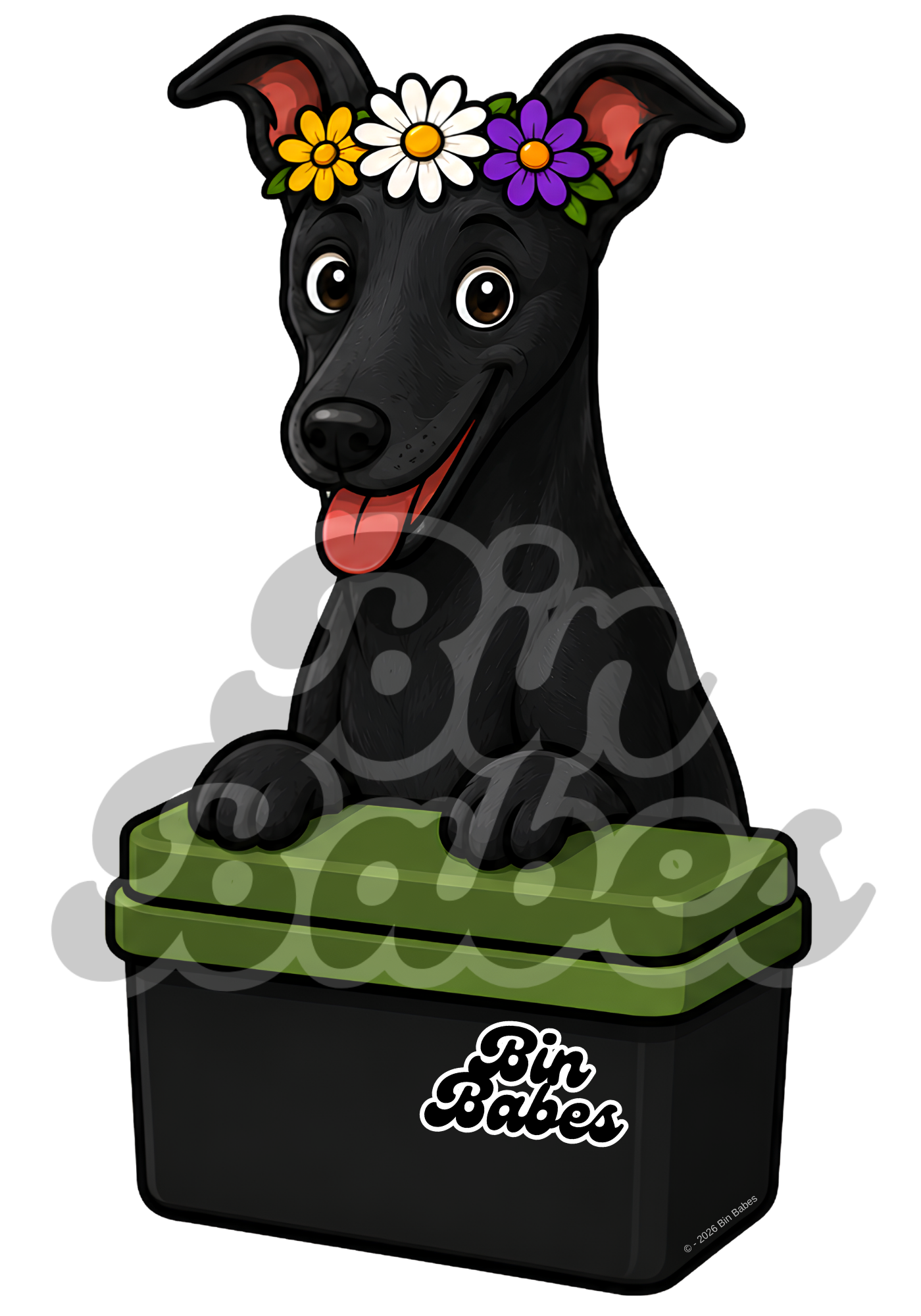 Greyhound – Green Bin Sticker - Choose Your Coat Colour