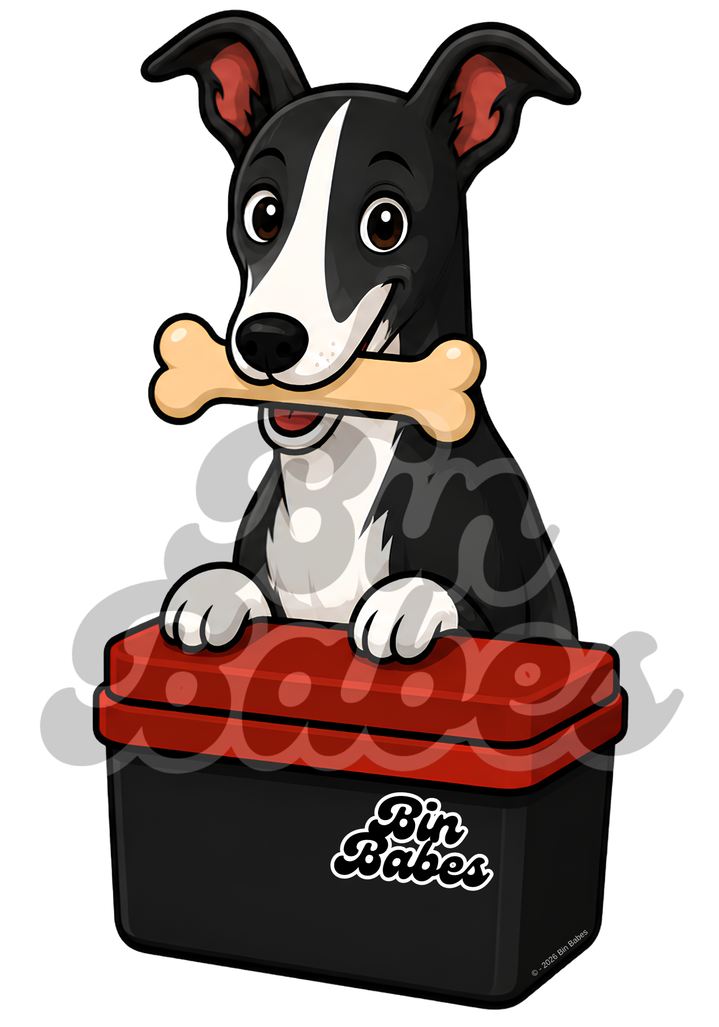 Greyhound – Red Bin Sticker - Choose Your Coat Colour