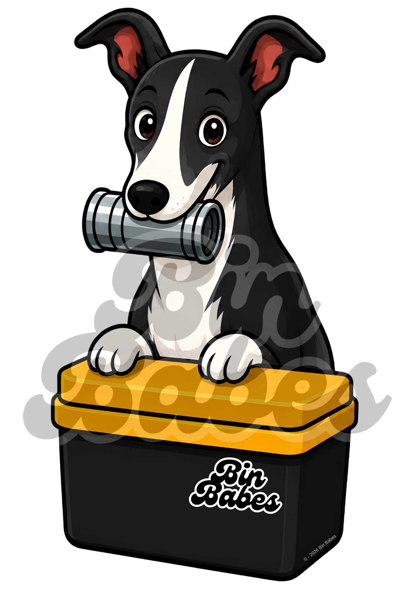 Greyhound – Yellow Bin Sticker - Choose Your Coat Colour