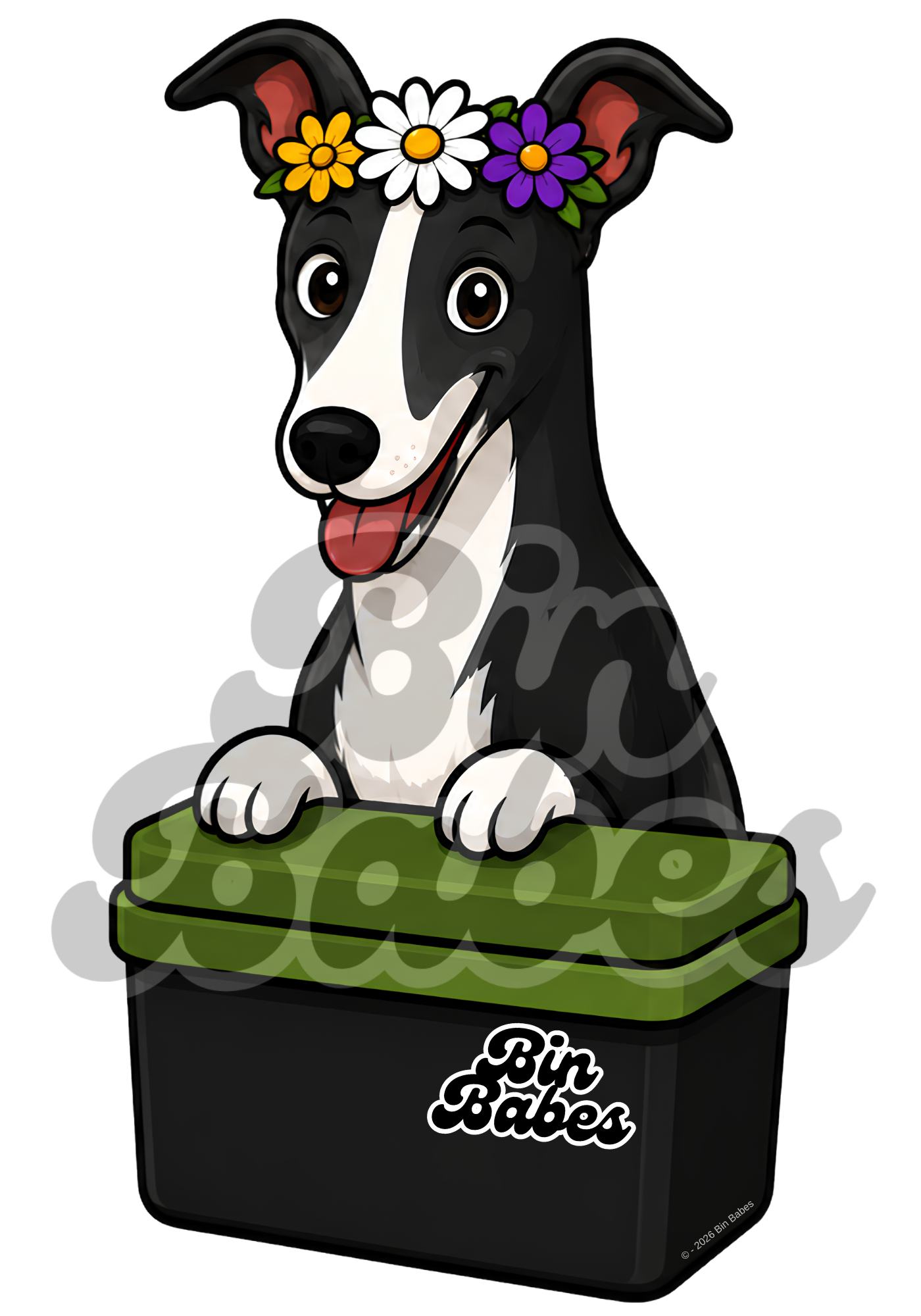 Greyhound – Green Bin Sticker - Choose Your Coat Colour