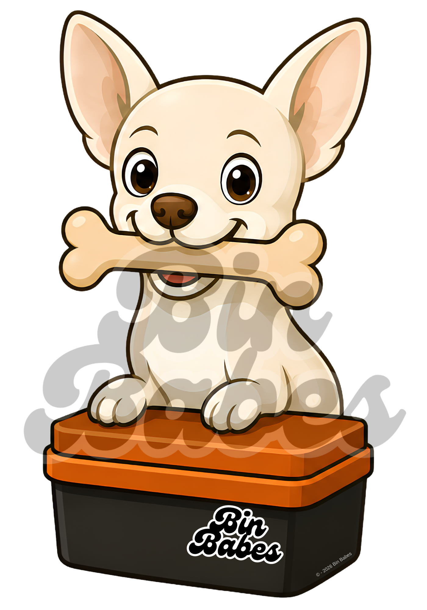 Chihuahua – Red Bin Sticker - Choose Your Coat Colour