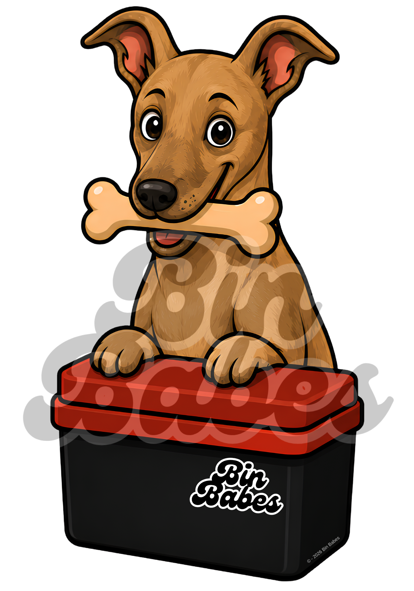 Greyhound – Red Bin Sticker - Choose Your Coat Colour