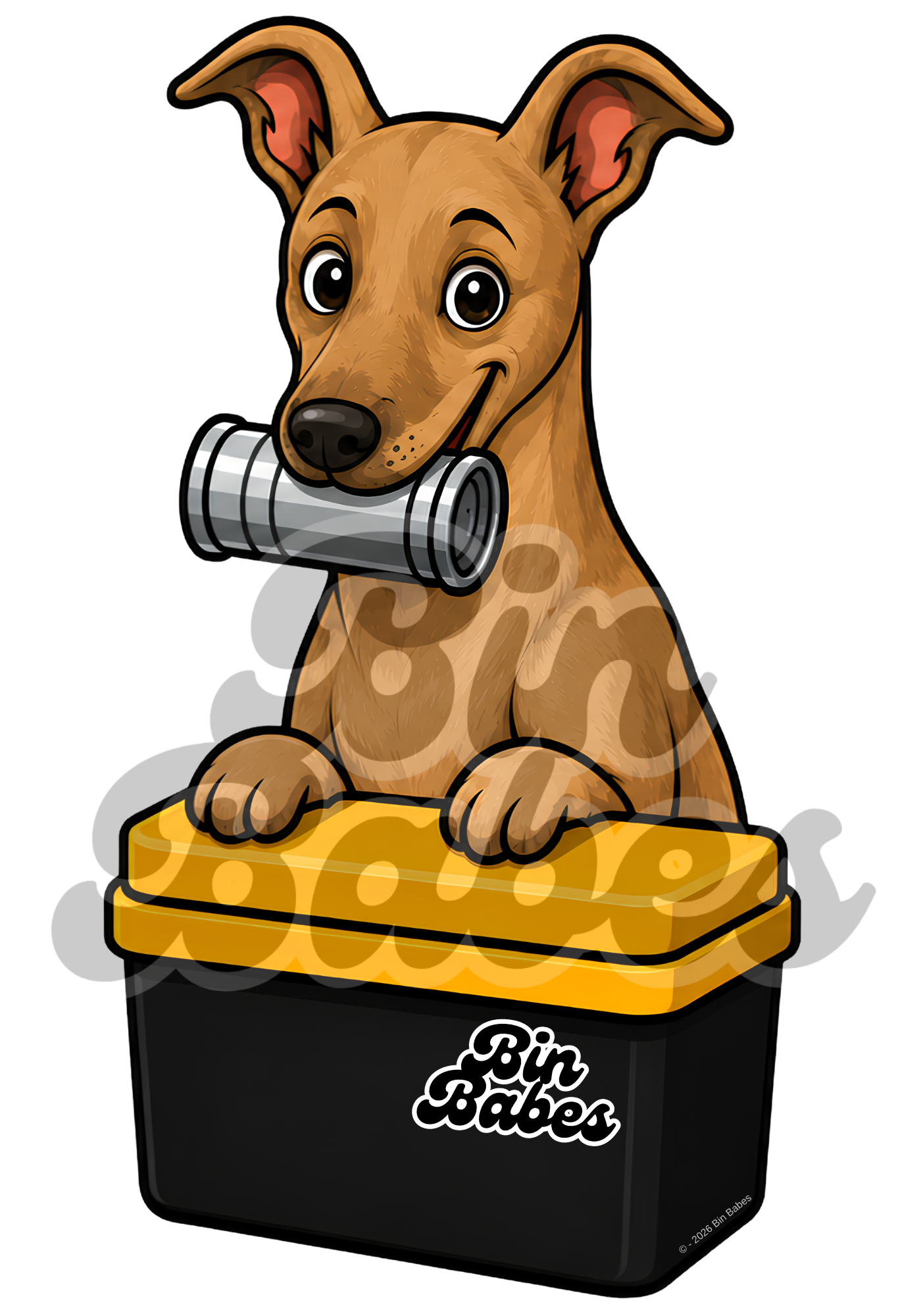 Greyhound – Yellow Bin Sticker - Choose Your Coat Colour