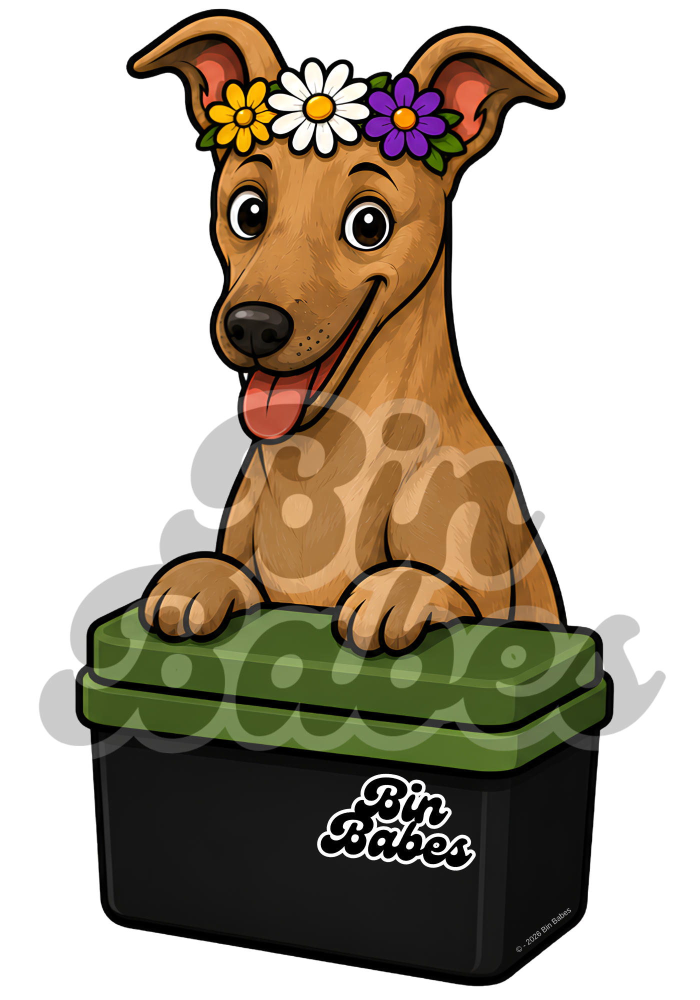 Greyhound – Green Bin Sticker - Choose Your Coat Colour