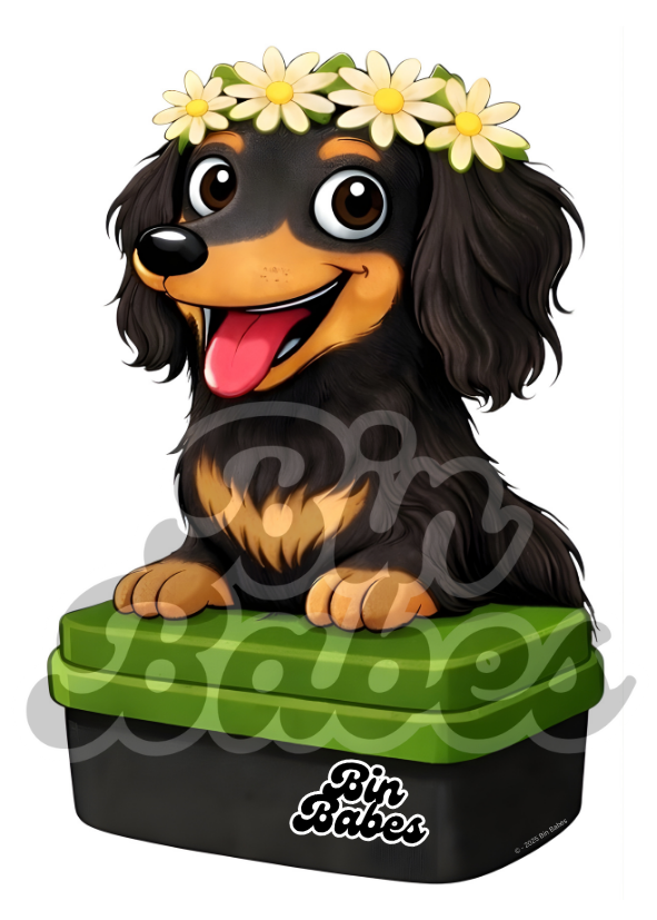 Dachshund – Green Bin Sticker - Choose Your Coat Colour