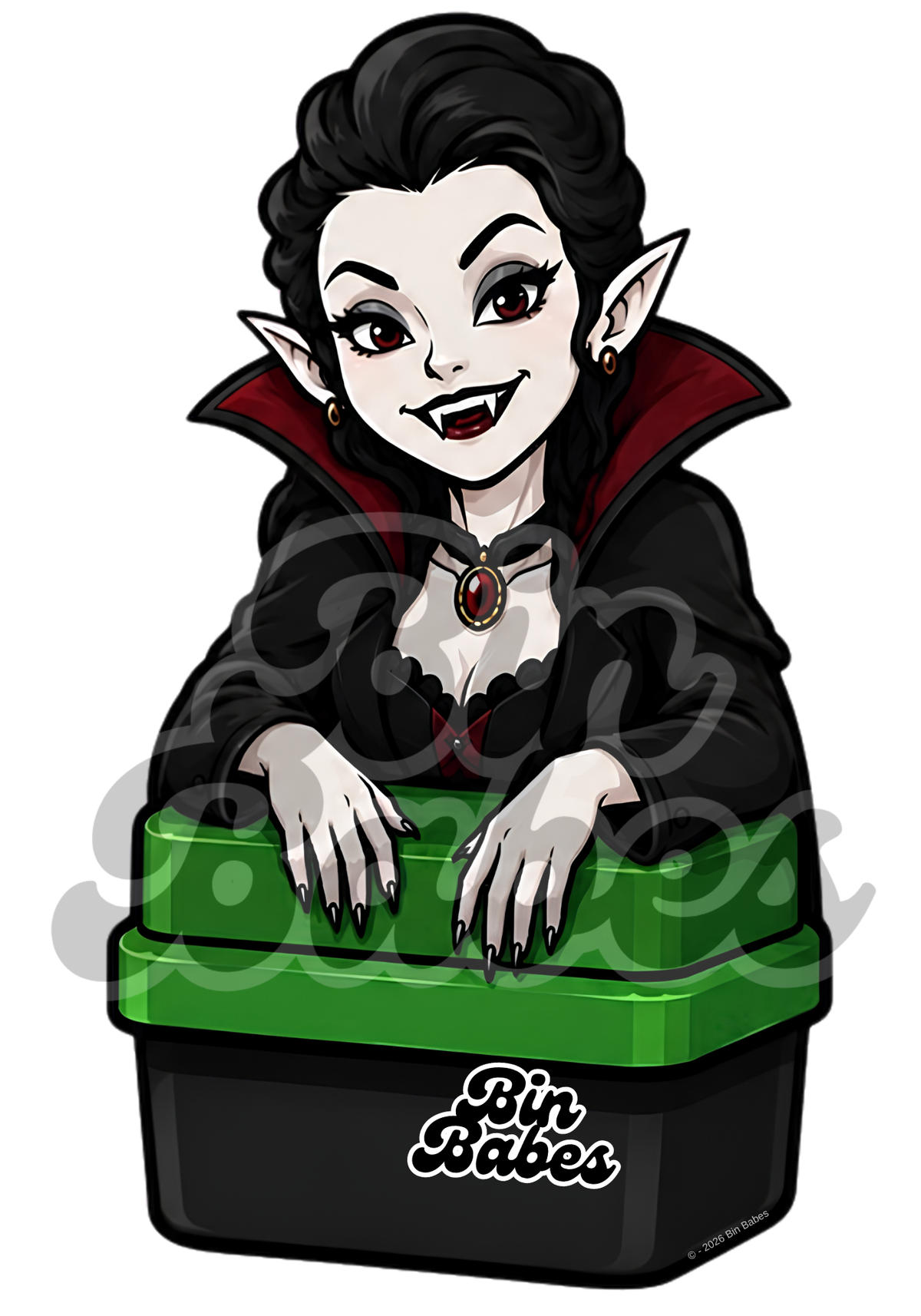 Female Vampire Bin Sticker