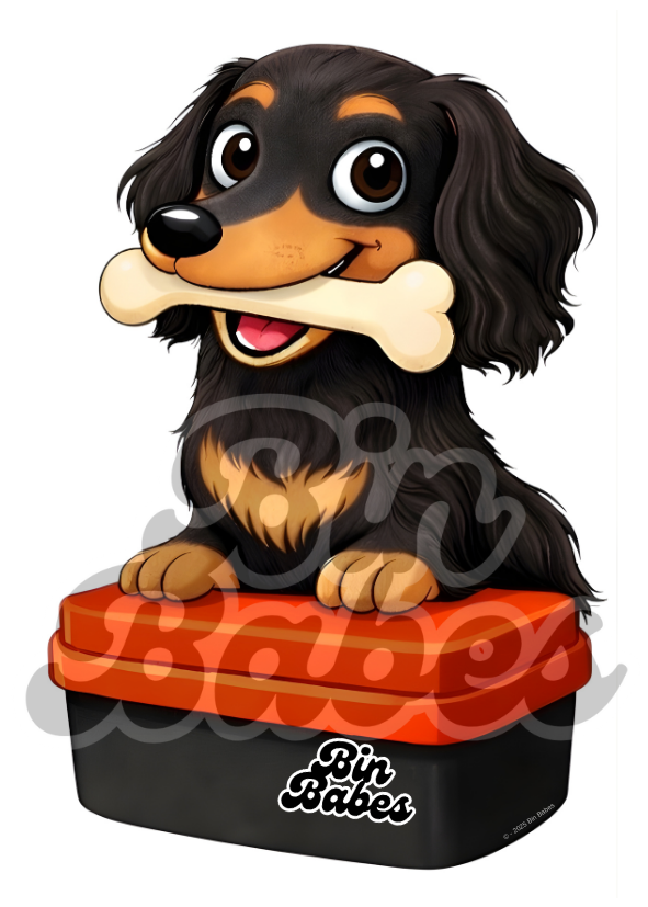 Dachshund – Red Bin Sticker - Choose Your Coat Colour