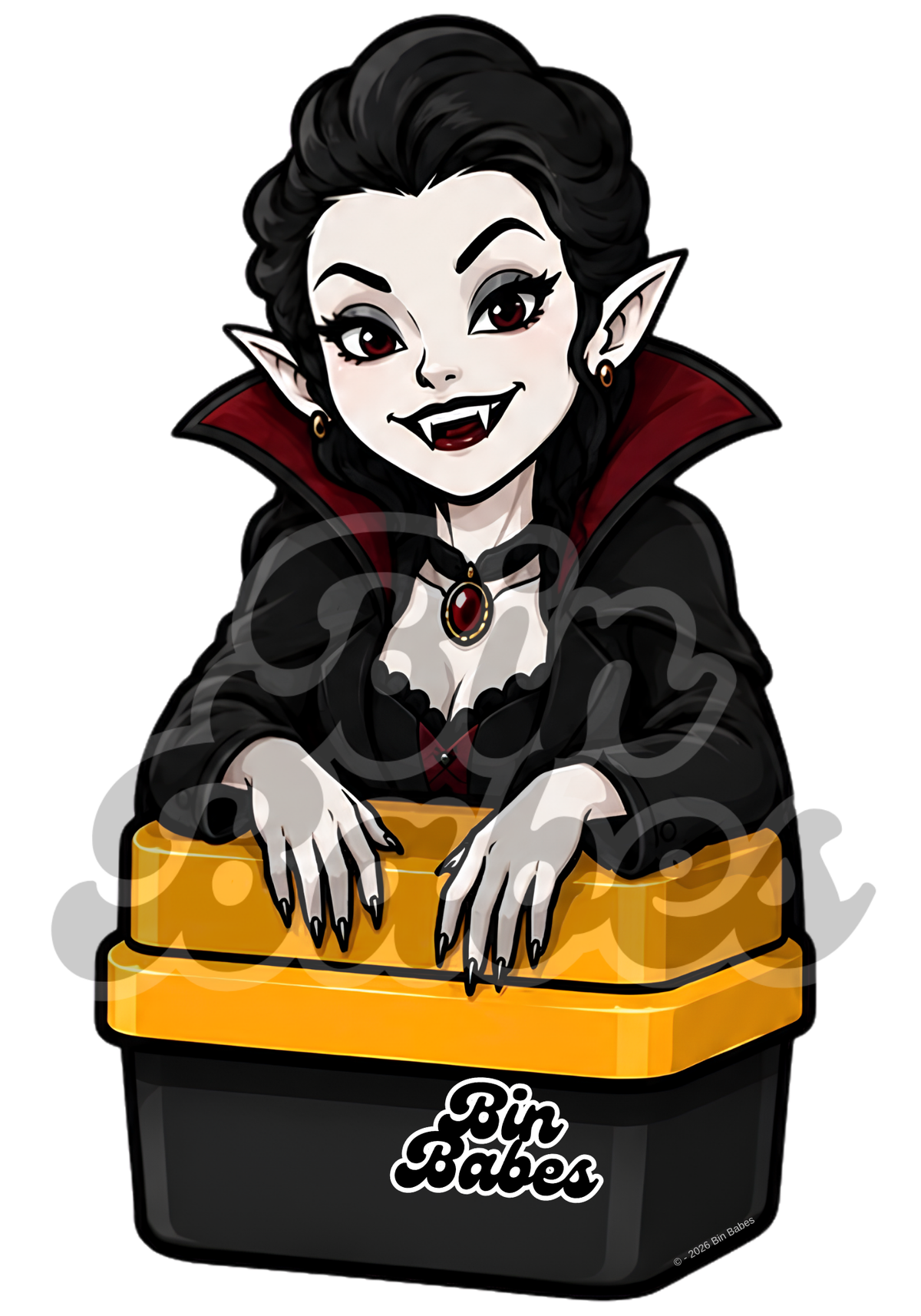 Female Vampire Bin Sticker