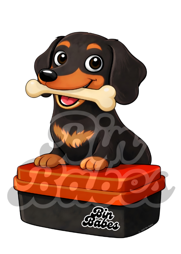 Dachshund – Red Bin Sticker - Choose Your Coat Colour