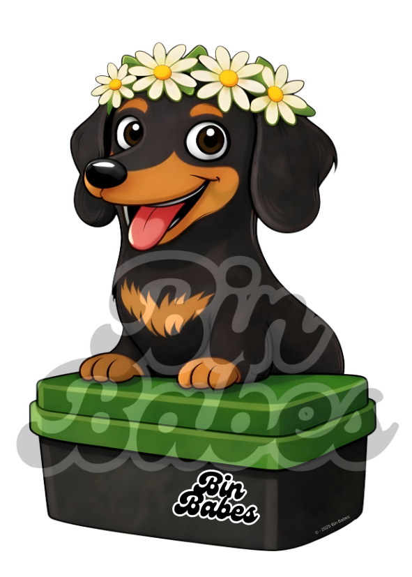 Dachshund – Green Bin Sticker - Choose Your Coat Colour