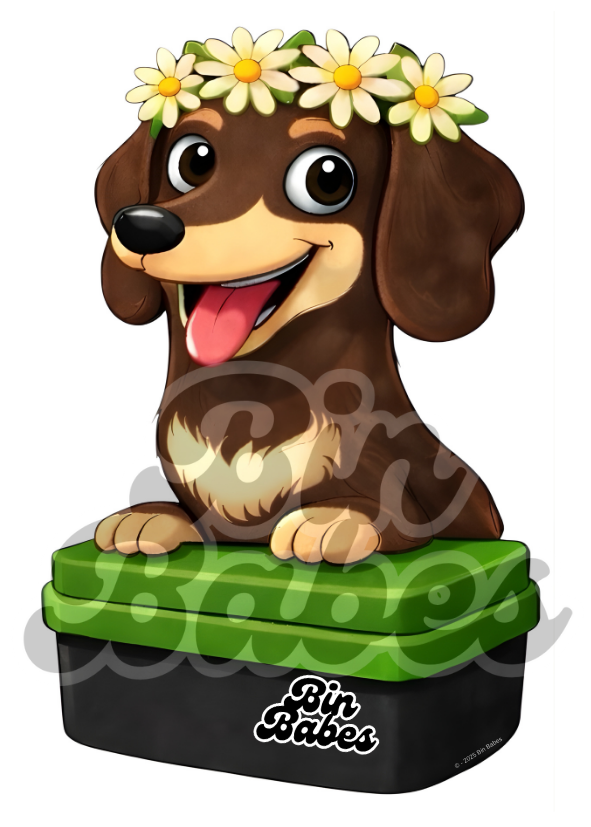 Dachshund – Green Bin Sticker - Choose Your Coat Colour