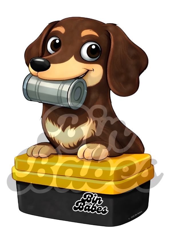 Dachshund – Yellow Bin Sticker - Choose Your Coat Colour