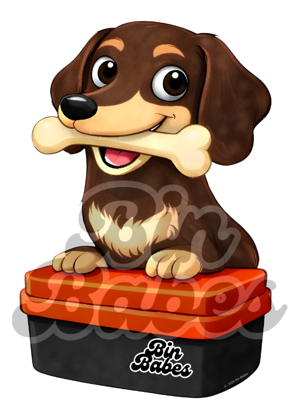 Dachshund – Red Bin Sticker - Choose Your Coat Colour