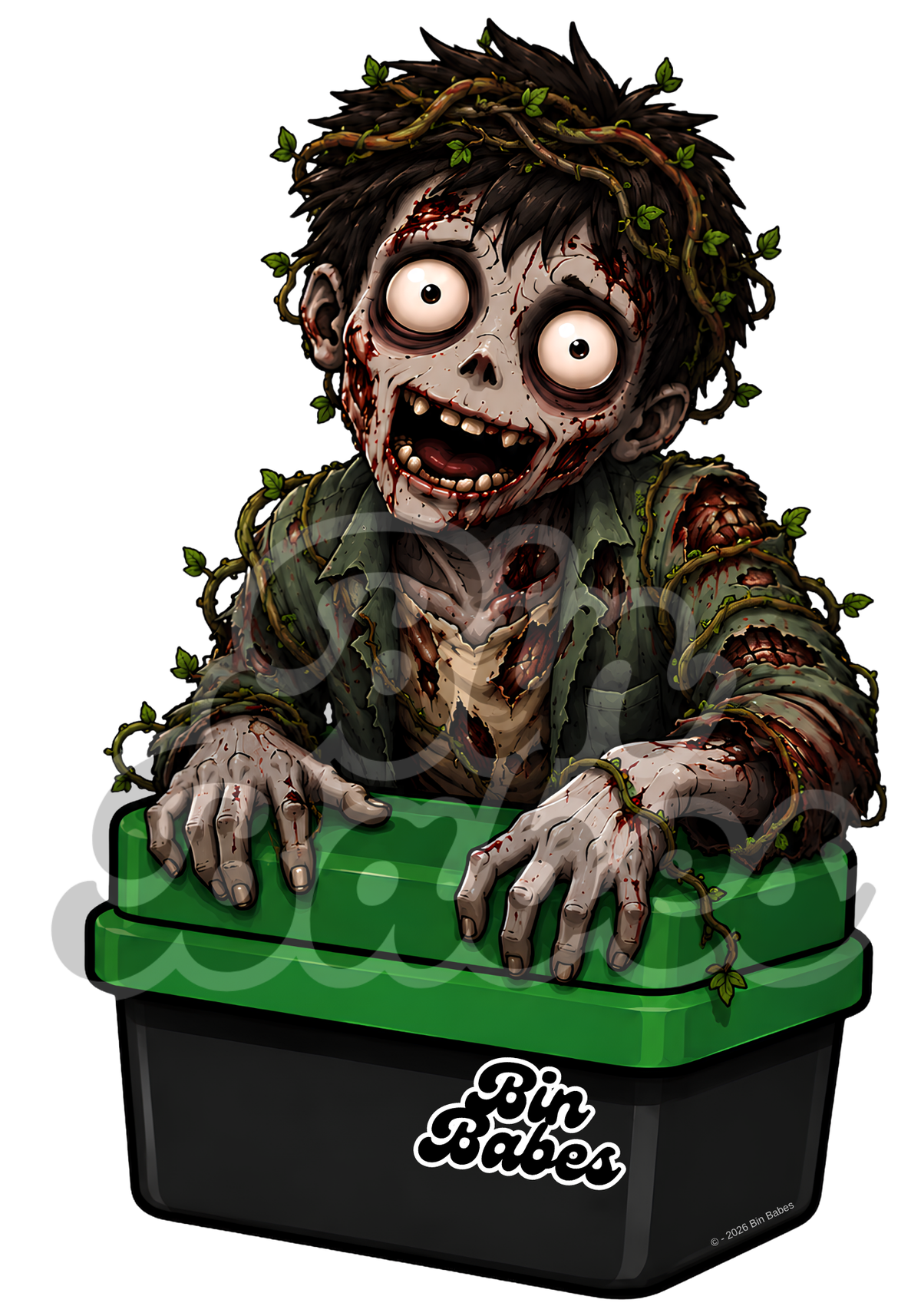 Male Zombie Bin Sticker