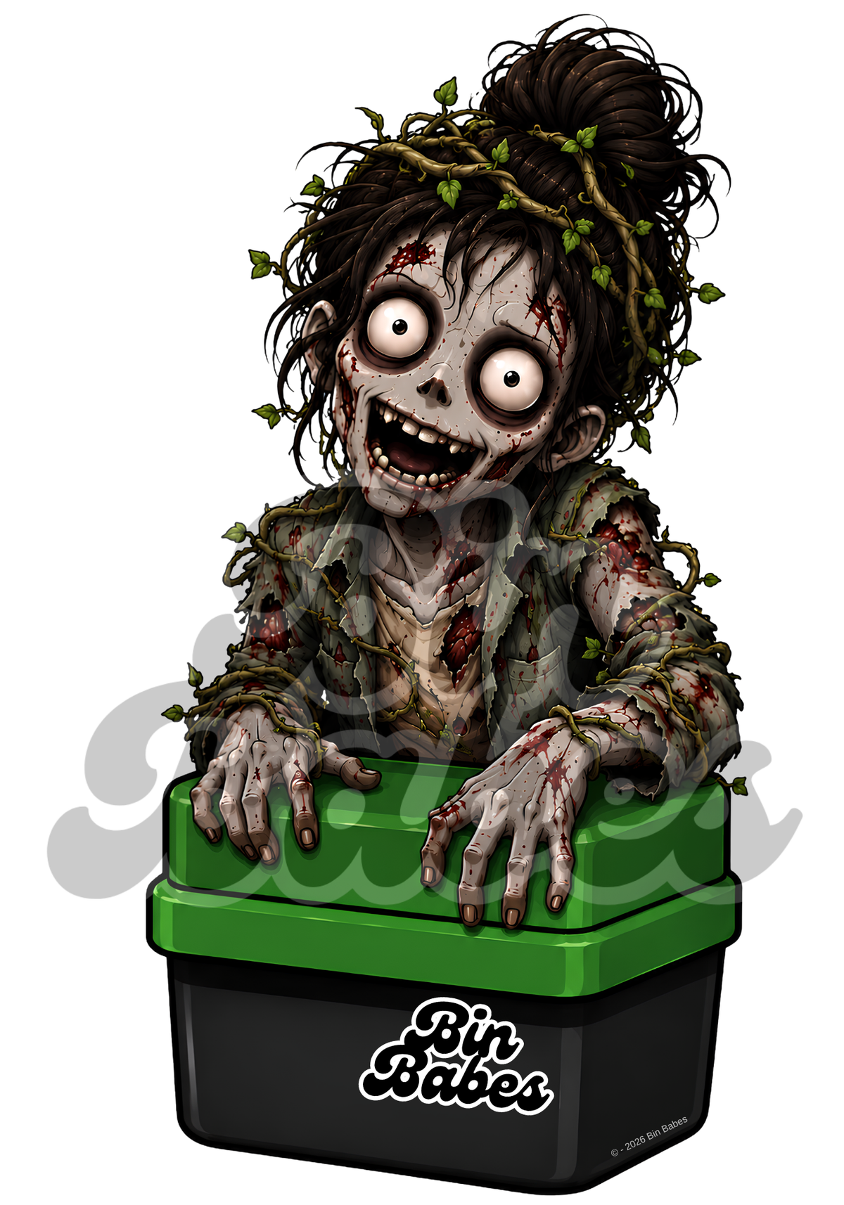 Female Zombie Bin Sticker