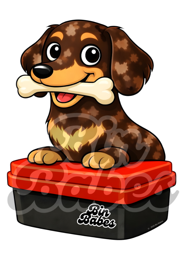 Dachshund – Red Bin Sticker - Choose Your Coat Colour