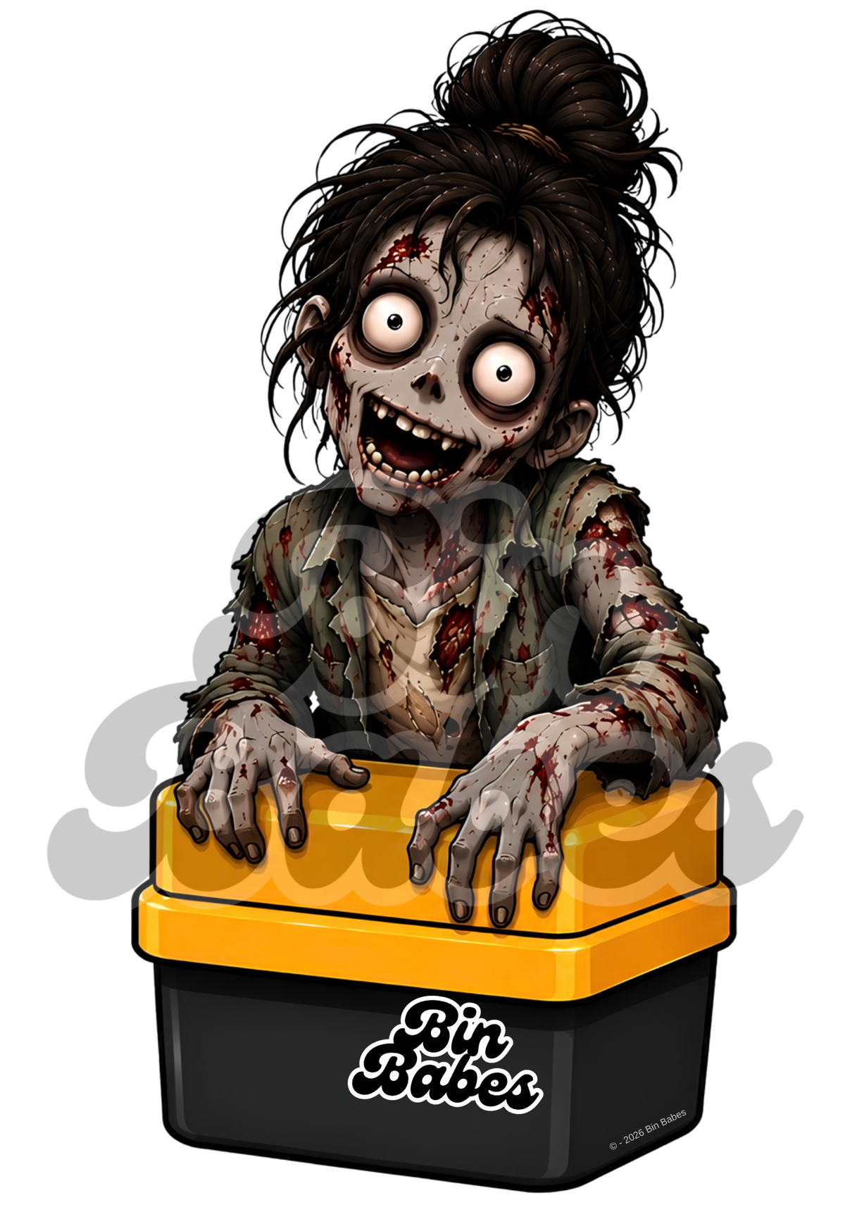 Female Zombie Bin Sticker