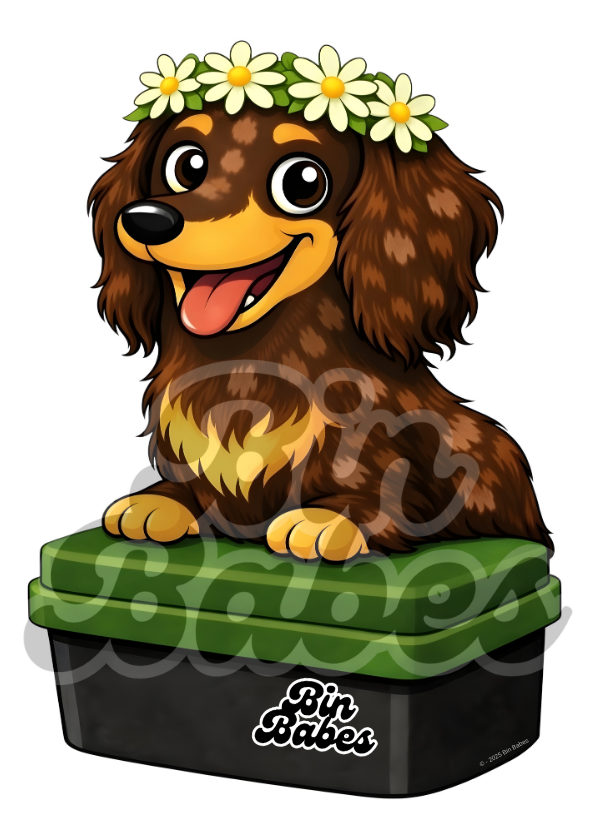 Dachshund – Green Bin Sticker - Choose Your Coat Colour