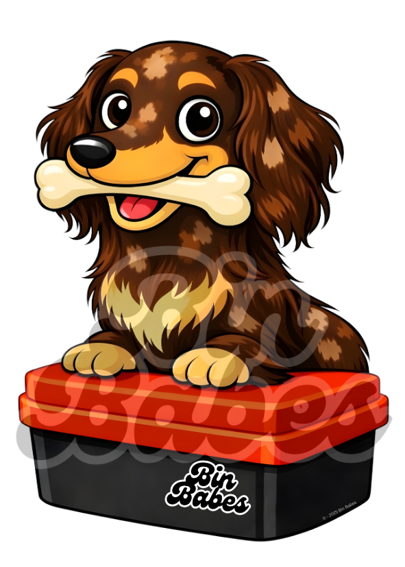 Dachshund – Red Bin Sticker - Choose Your Coat Colour