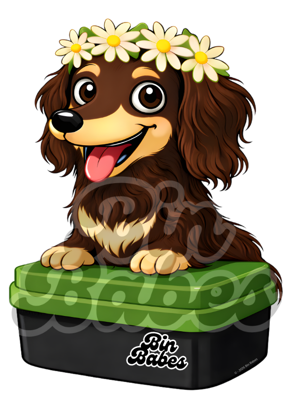 Dachshund – Green Bin Sticker - Choose Your Coat Colour