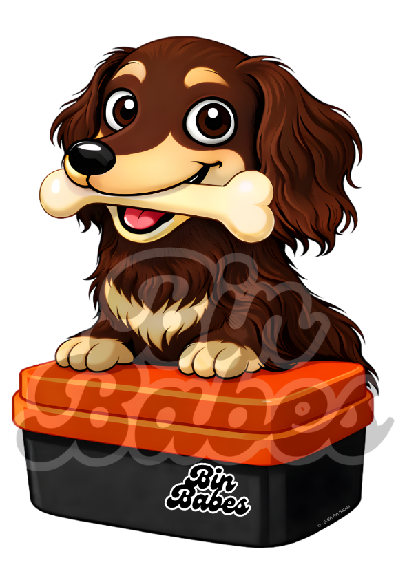 Dachshund – Red Bin Sticker - Choose Your Coat Colour