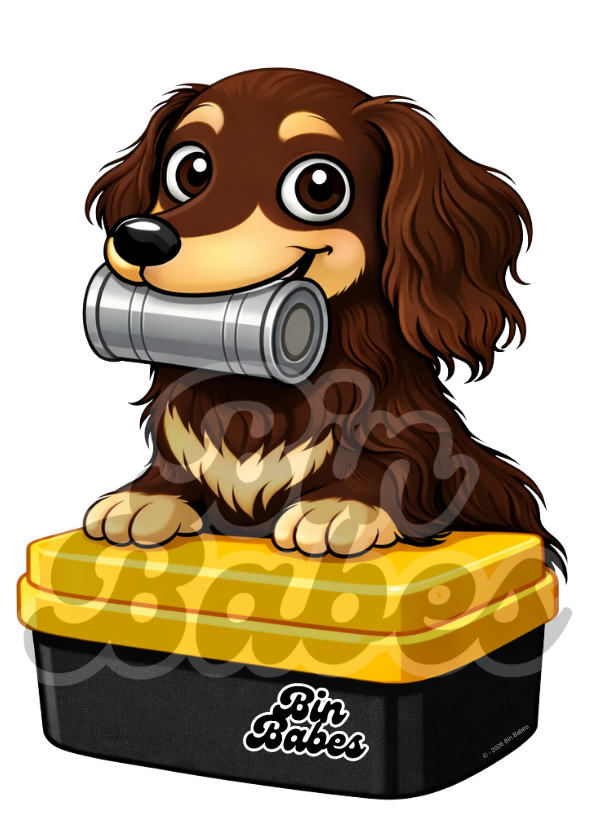 Dachshund – Yellow Bin Sticker - Choose Your Coat Colour
