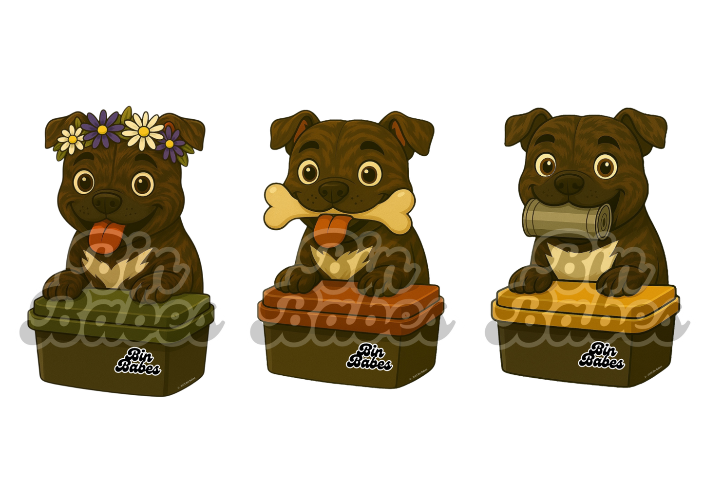 Staffy Trio - Choose Your Coat Colour