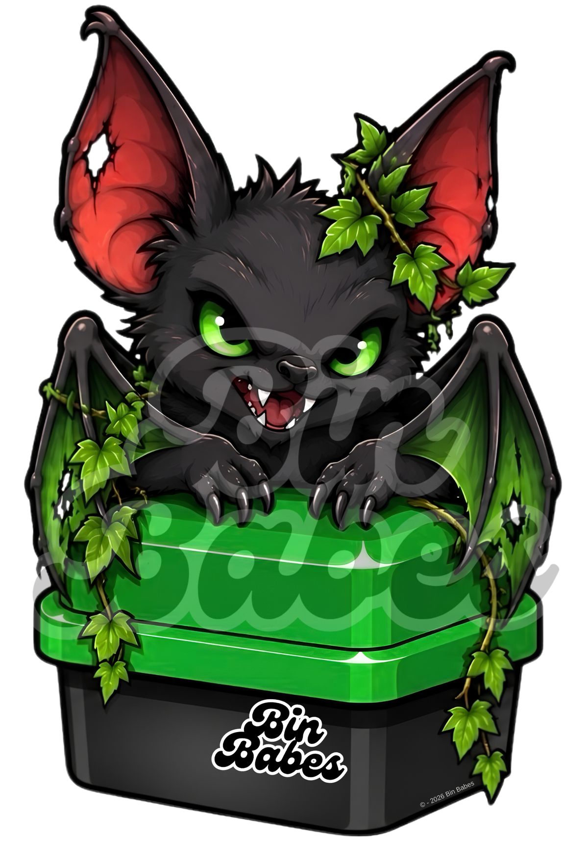 Scary Bat Bin Sticker